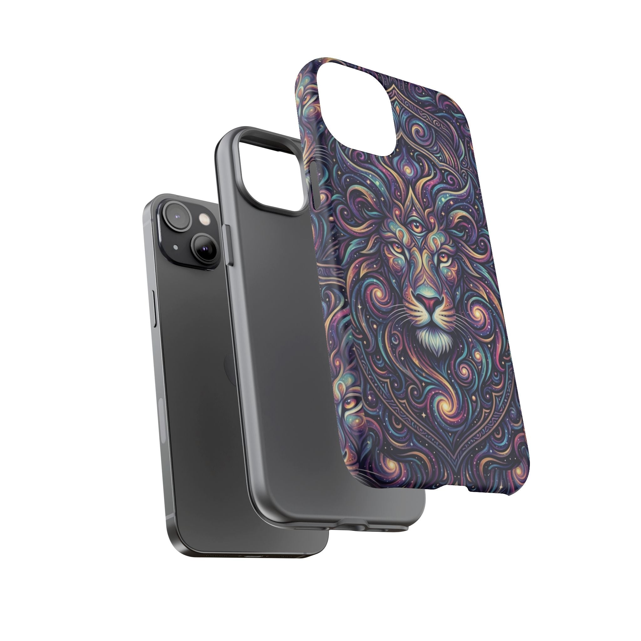 Lion Mandala Phone Case — Psychedelic Swirl Protective Cover