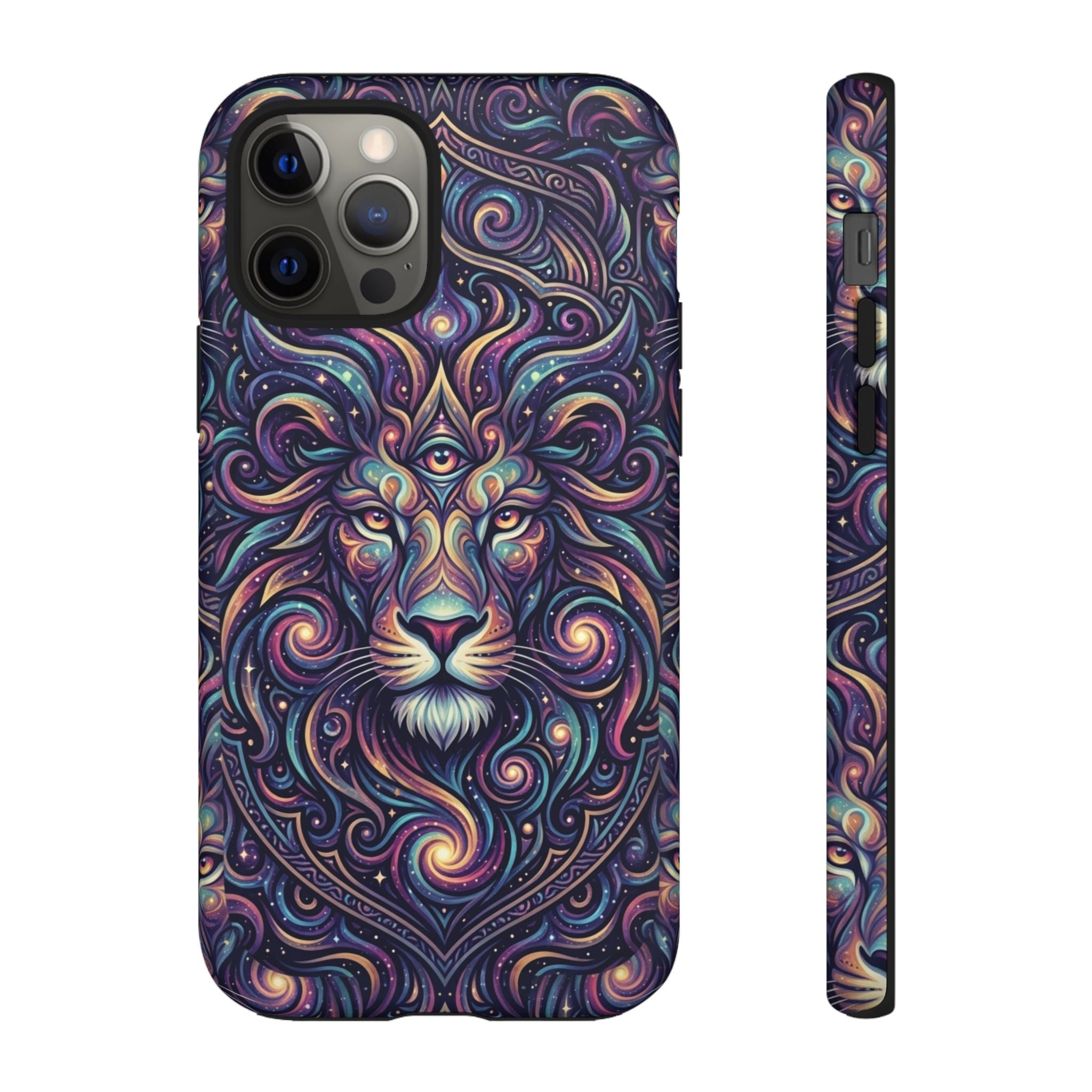 Lion Mandala Phone Case — Psychedelic Swirl Protective Cover