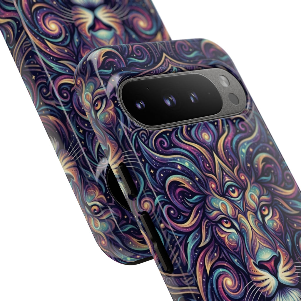 Lion Mandala Phone Case — Psychedelic Swirl Protective Cover