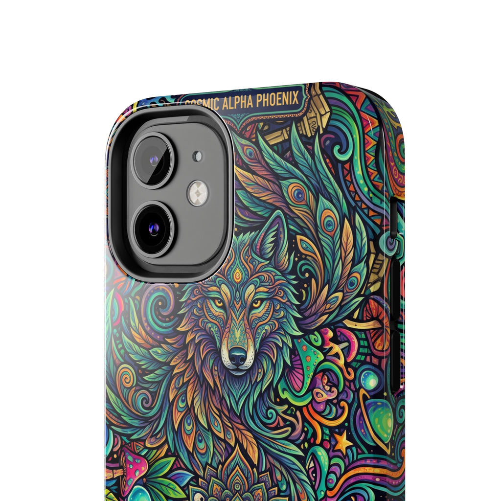 Wolf Mandala Tough Phone Case — Boho Psychedelic Protective Phone Cover