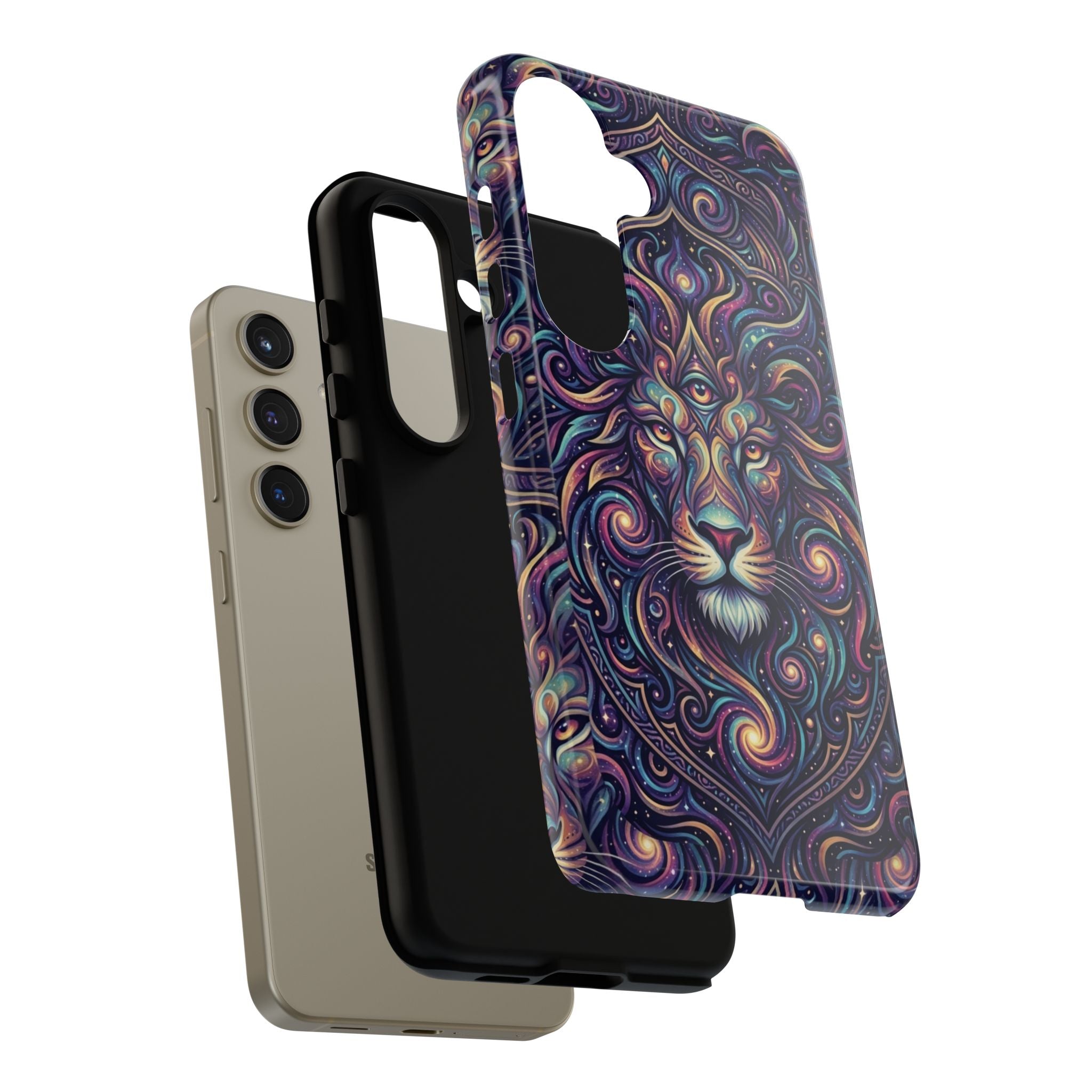 Lion Mandala Phone Case — Psychedelic Swirl Protective Cover