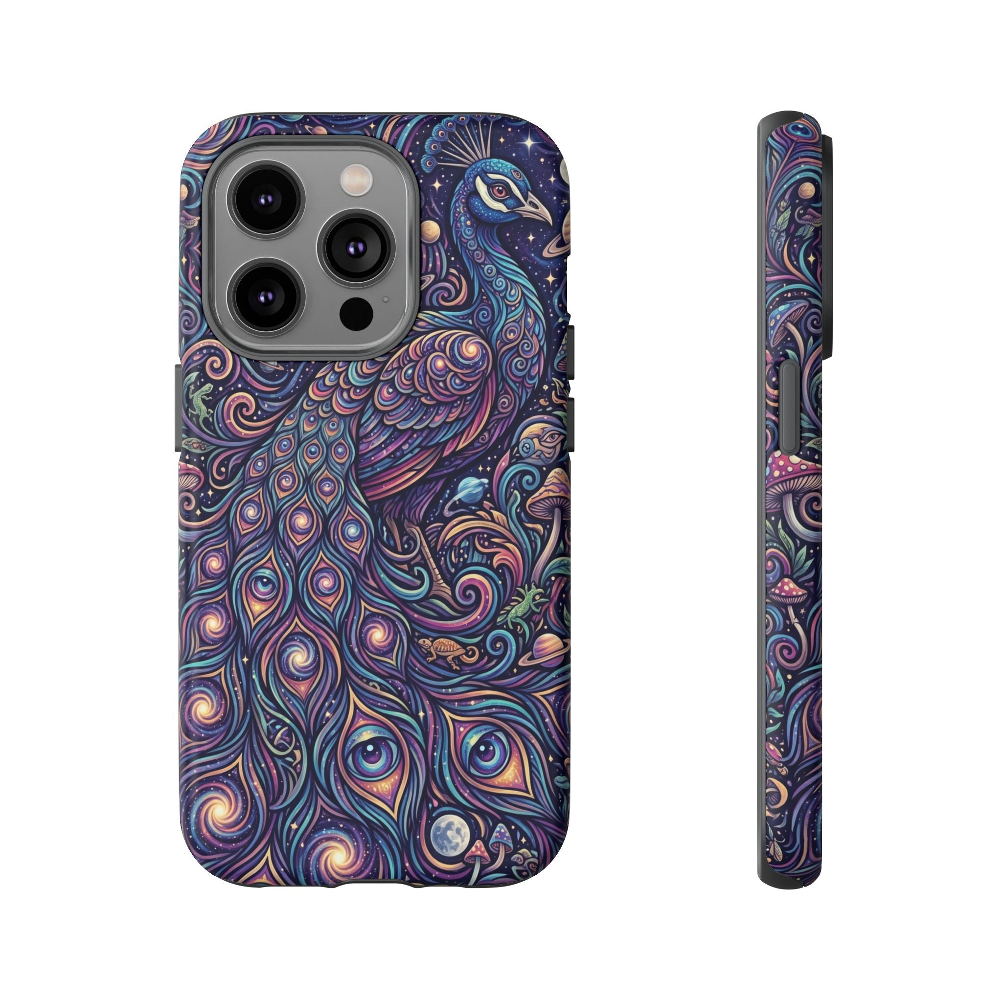 Peacock Mandala Phone Case — Protective Tough Case with Mystic Boho Design
