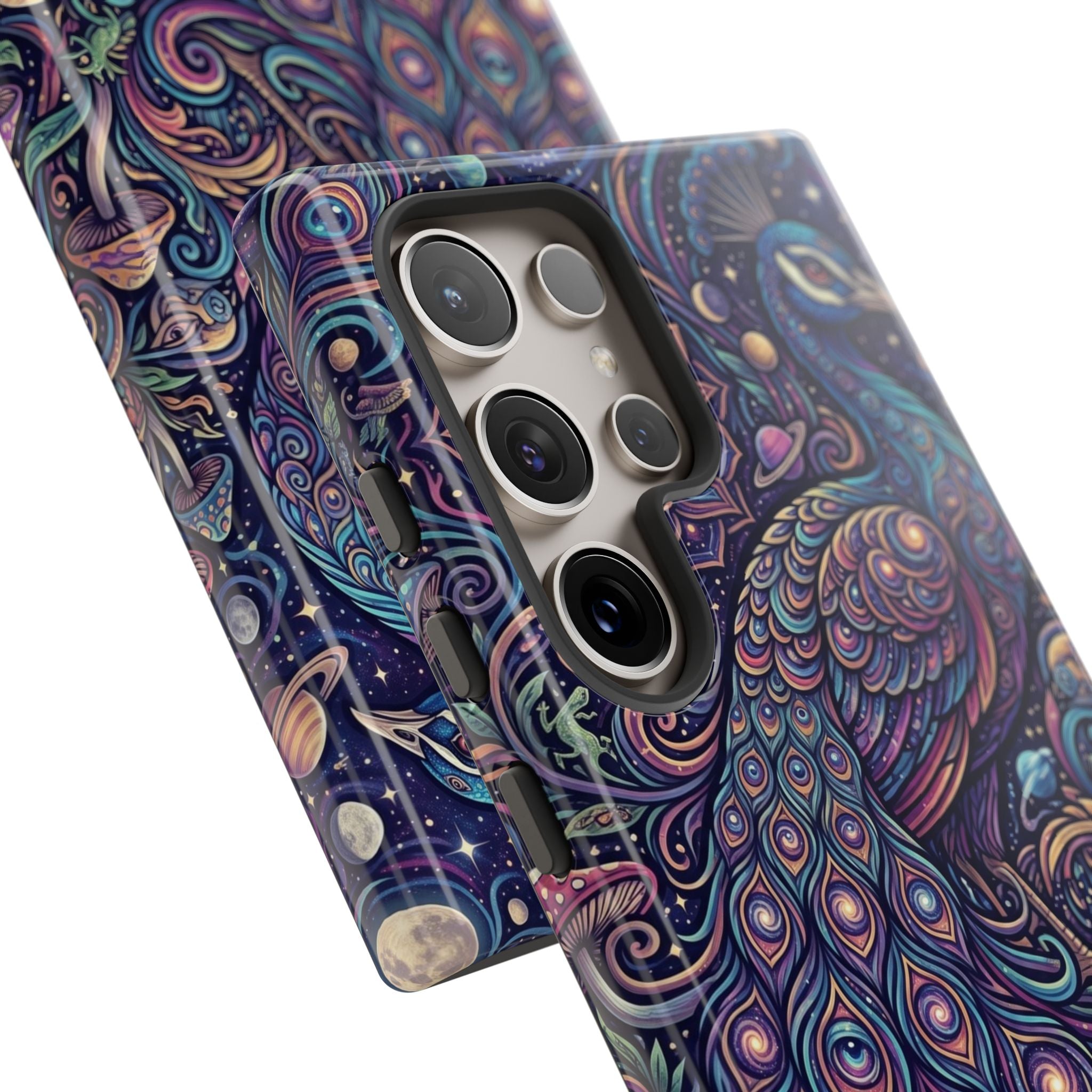Peacock Mandala Phone Case — Protective Tough Case with Mystic Boho Design