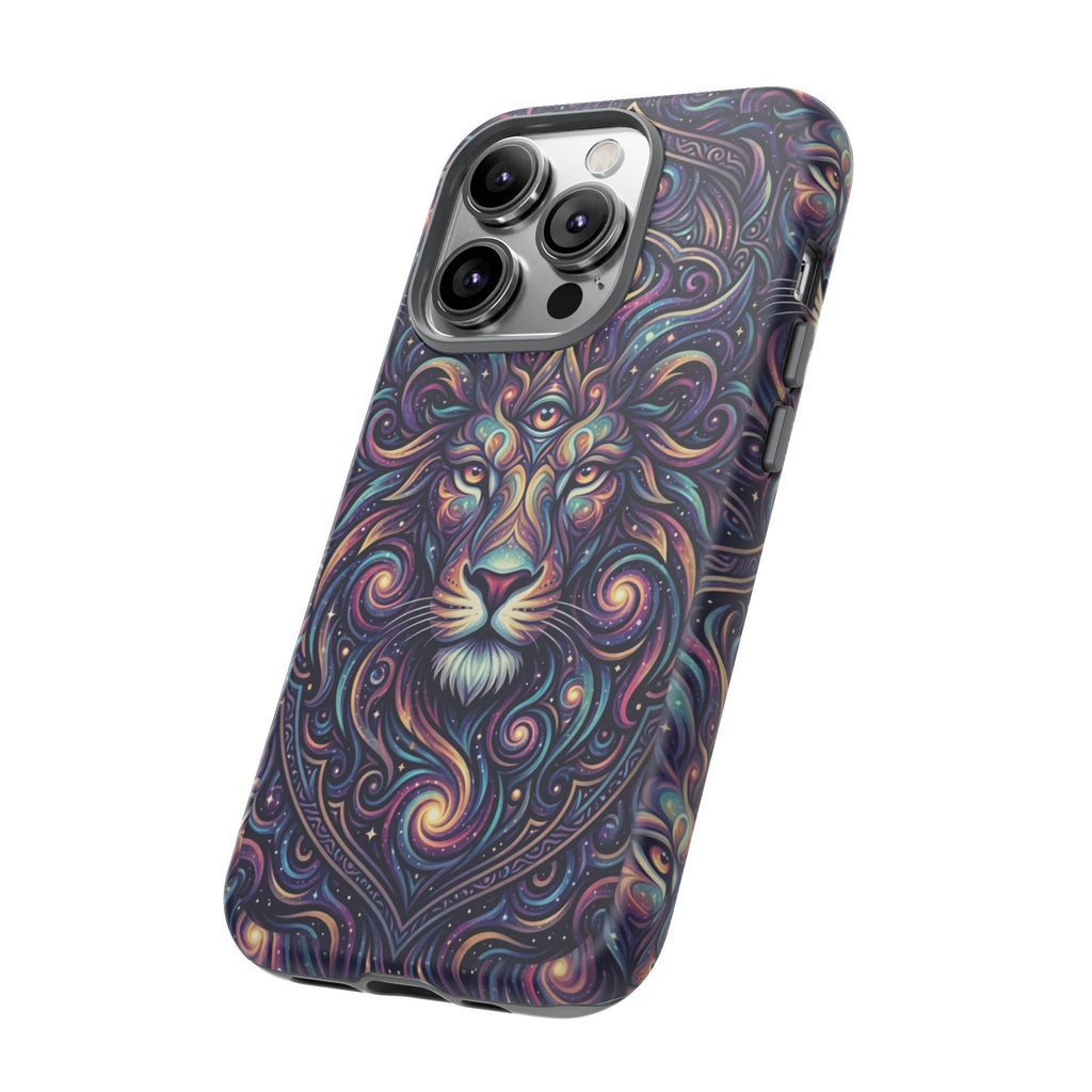 Lion Mandala Phone Case — Psychedelic Swirl Protective Cover