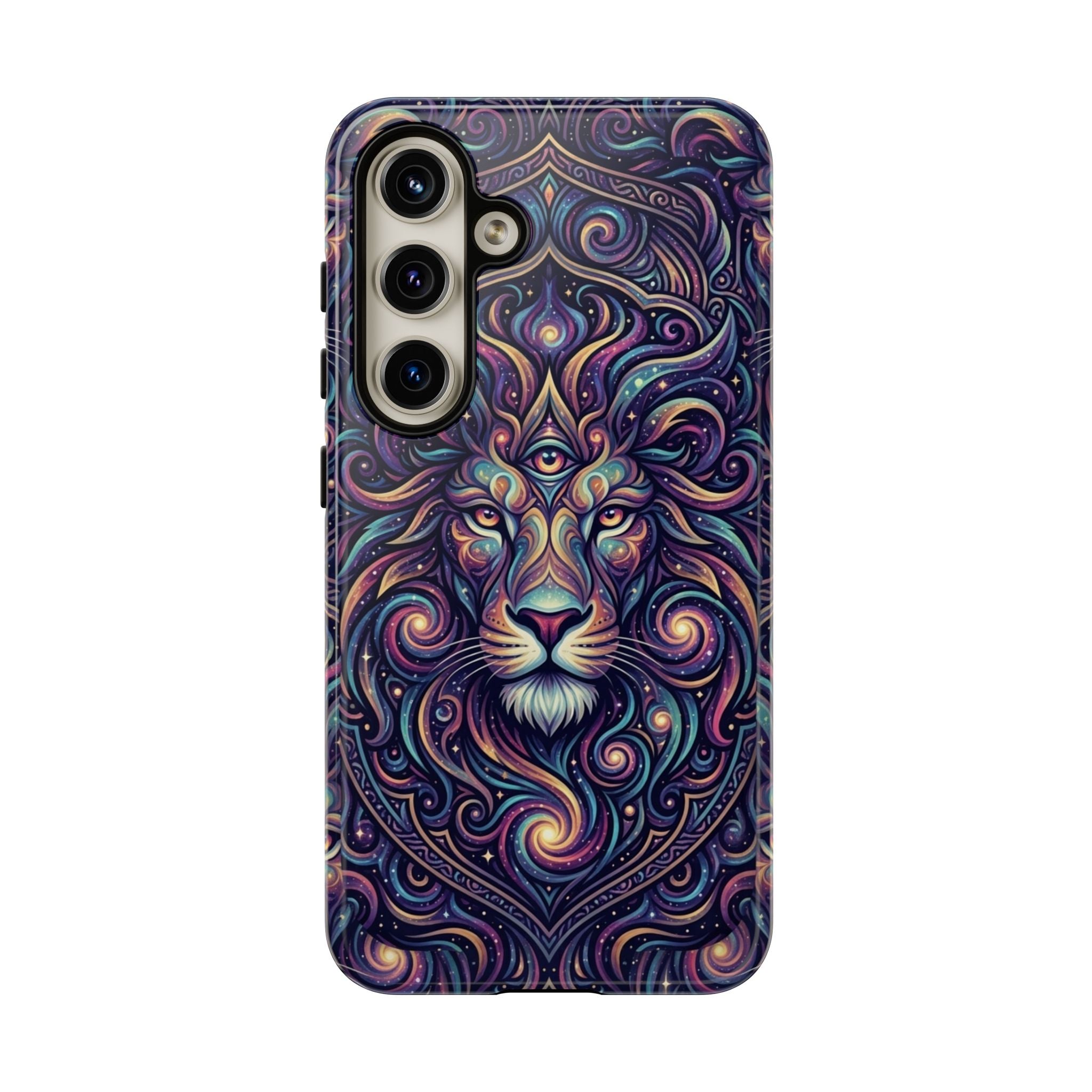 Lion Mandala Phone Case — Psychedelic Swirl Protective Cover
