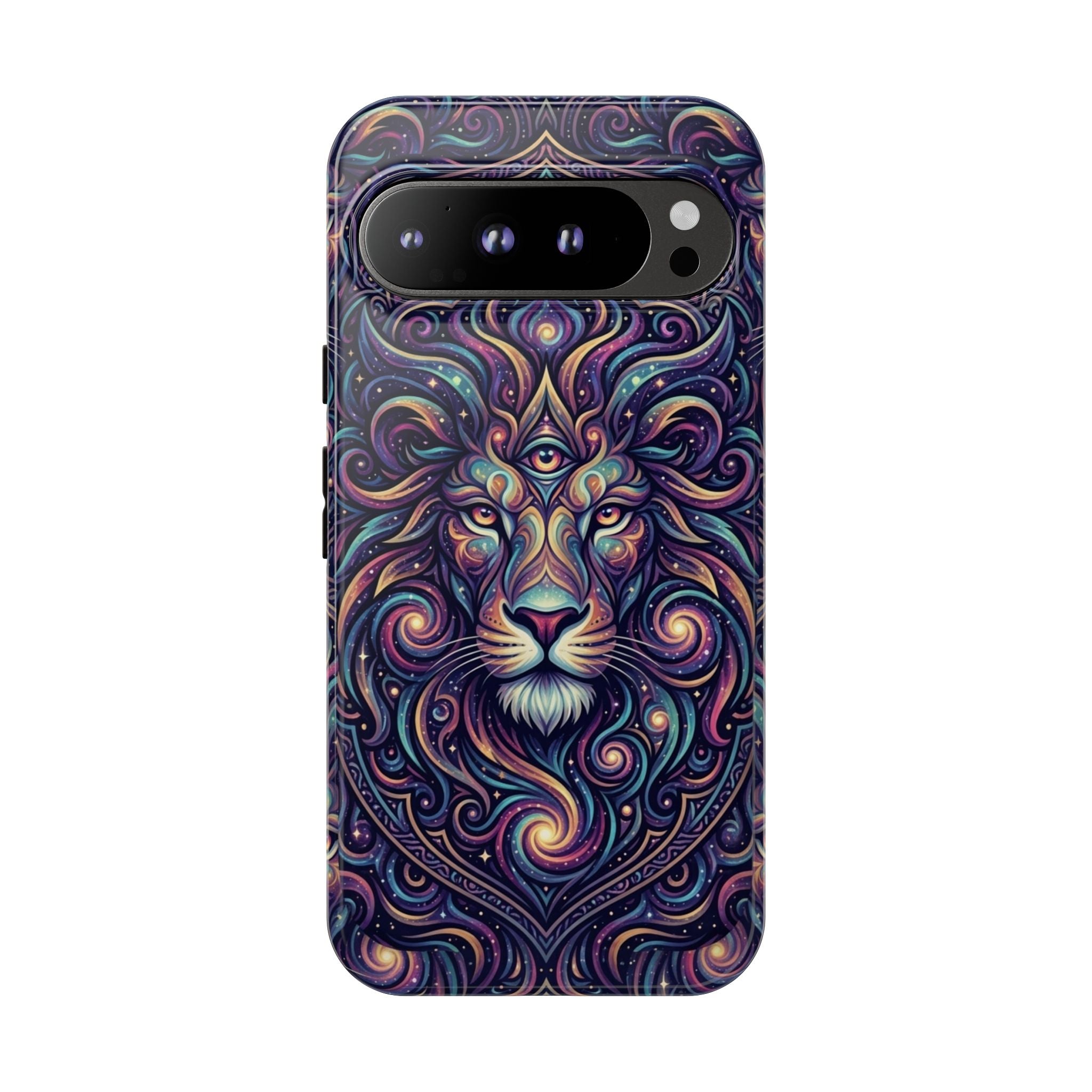 Lion Mandala Phone Case — Psychedelic Swirl Protective Cover