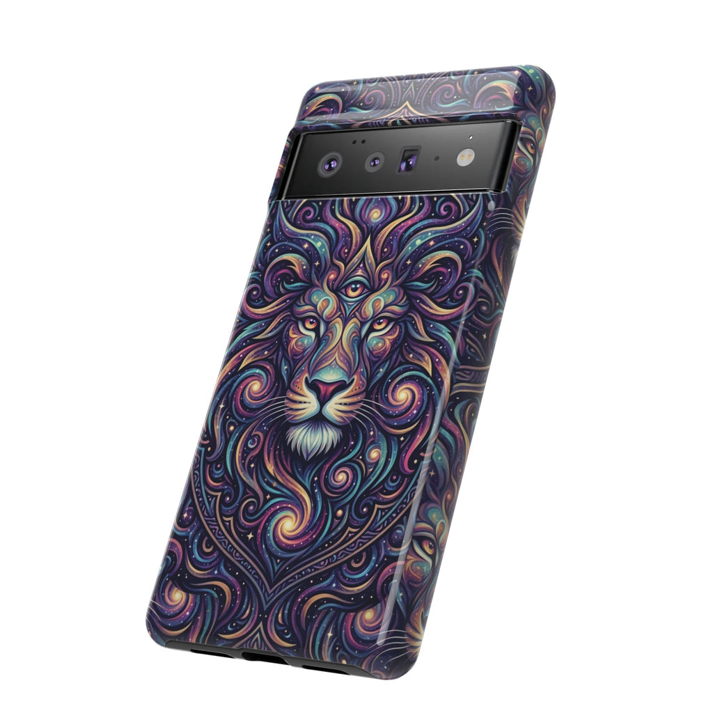 Lion Mandala Phone Case — Psychedelic Swirl Protective Cover
