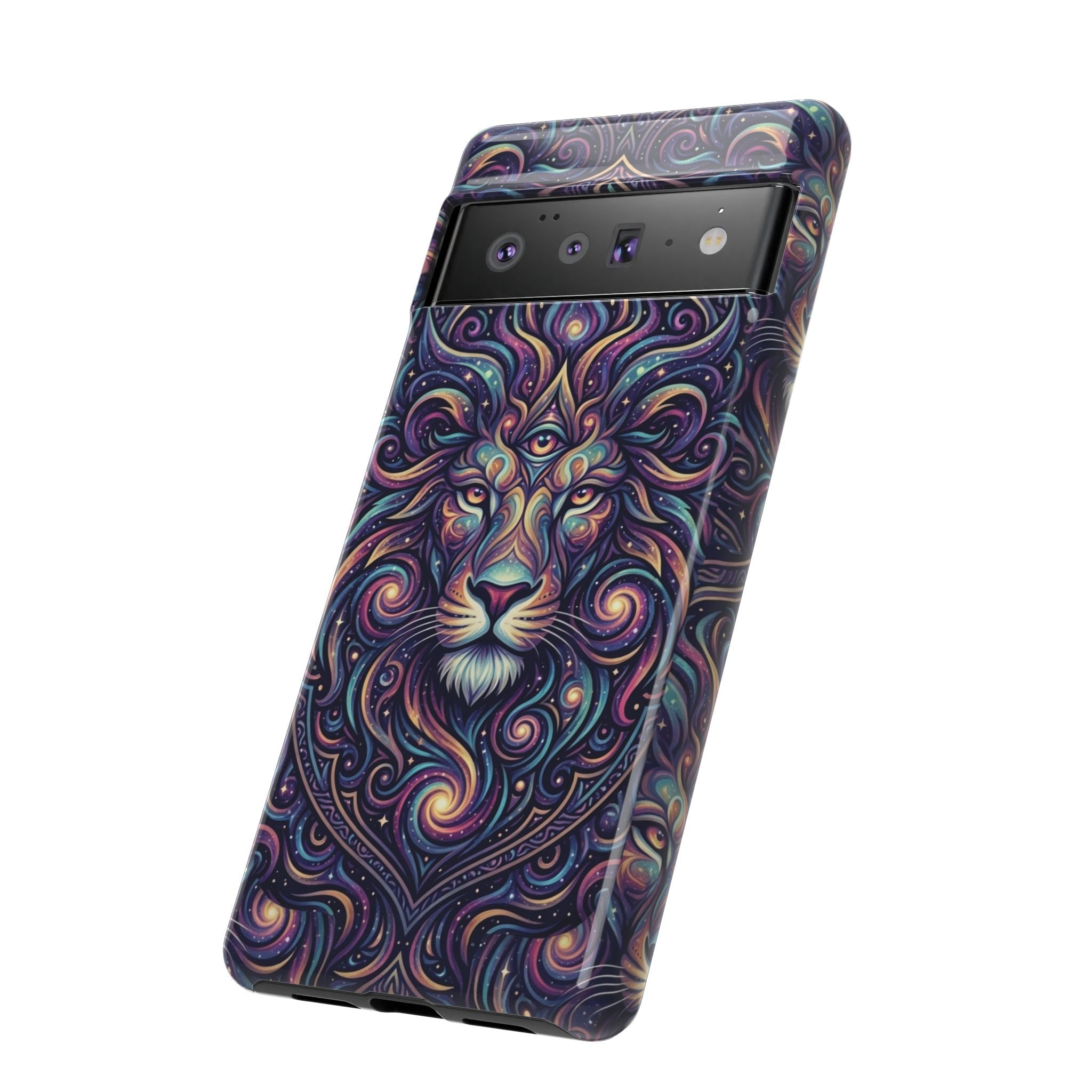 Lion Mandala Phone Case — Psychedelic Swirl Protective Cover