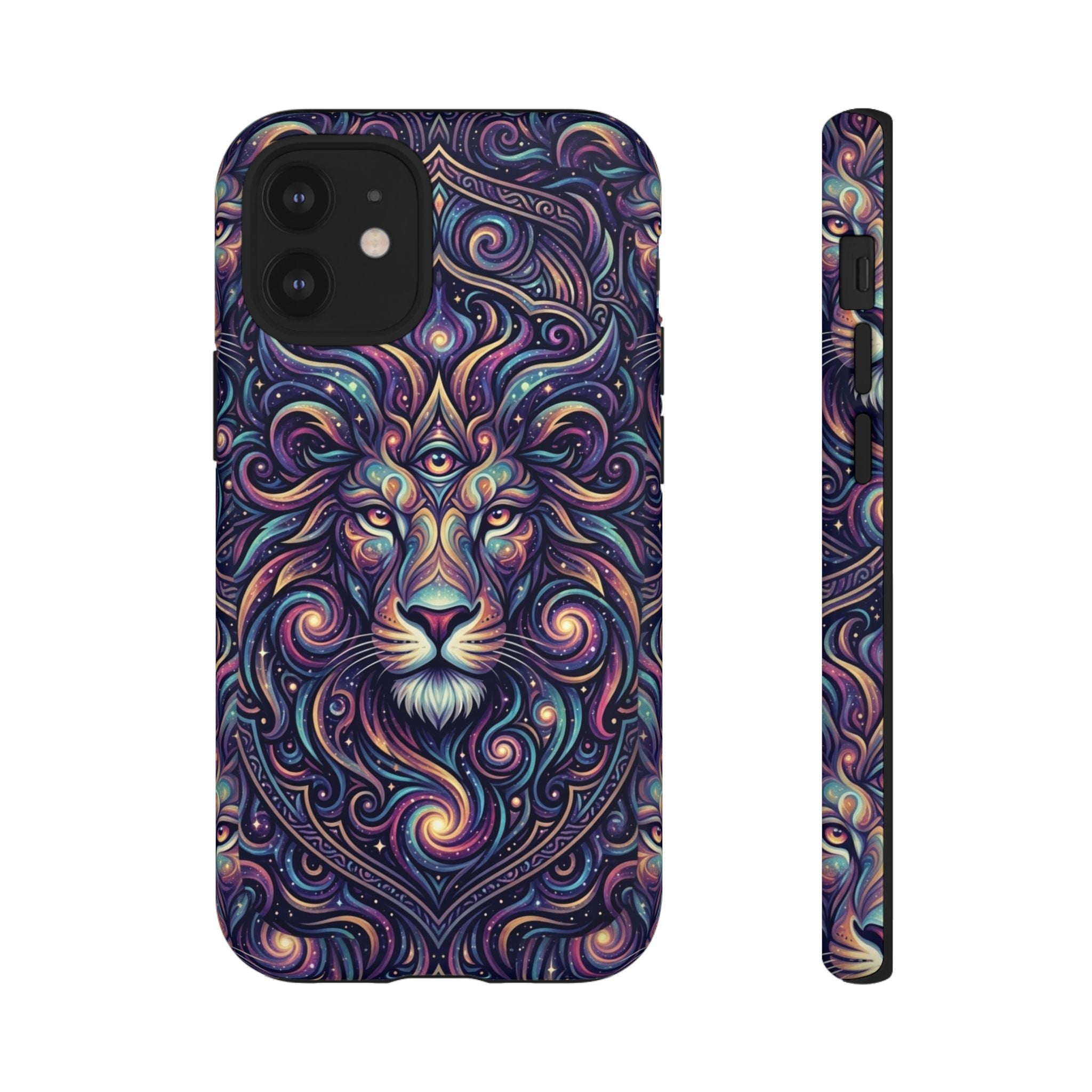 Lion Mandala Phone Case — Psychedelic Swirl Protective Cover