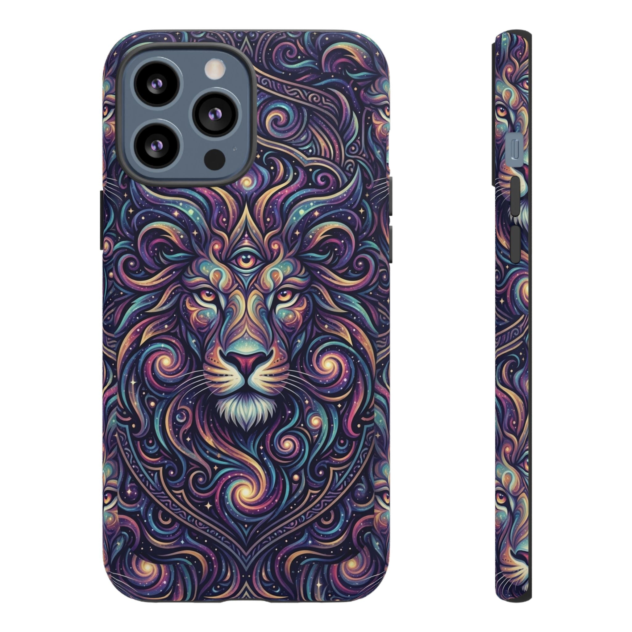 Lion Mandala Phone Case — Psychedelic Swirl Protective Cover