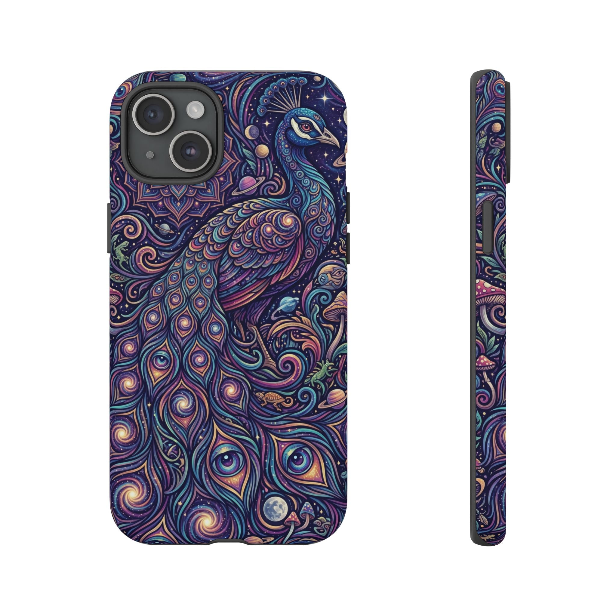 Peacock Mandala Phone Case — Protective Tough Case with Mystic Boho Design