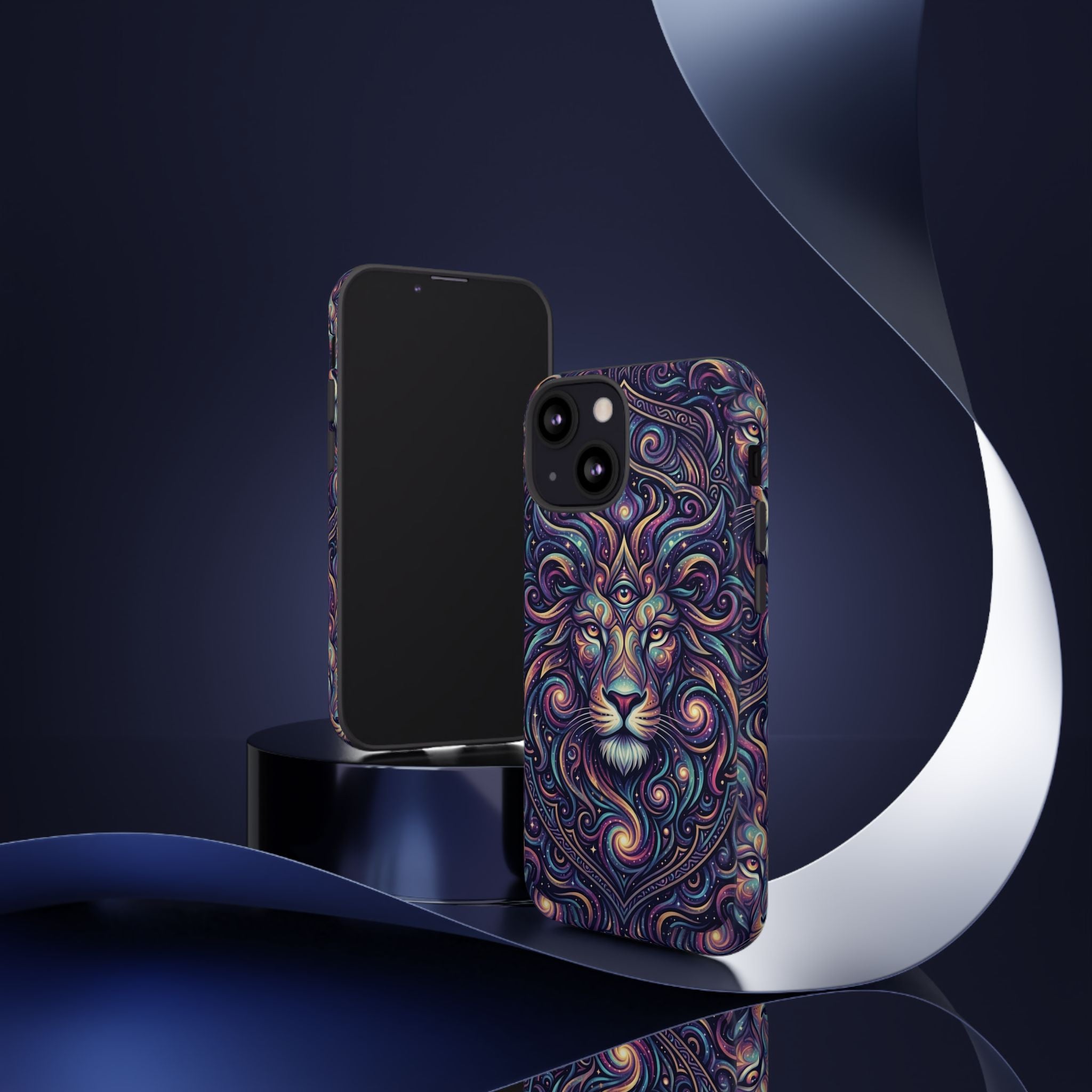 Lion Mandala Phone Case — Psychedelic Swirl Protective Cover