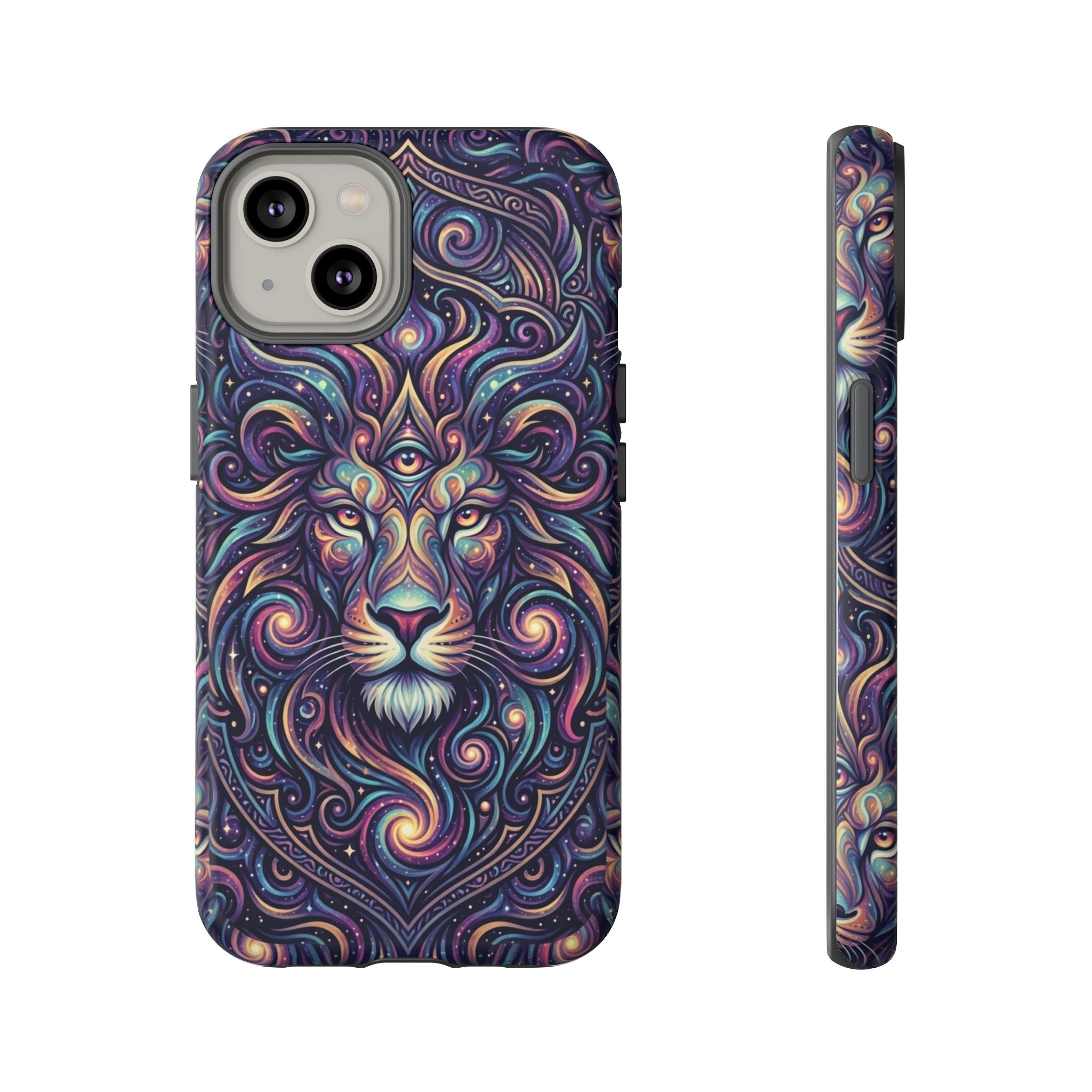 Lion Mandala Phone Case — Psychedelic Swirl Protective Cover