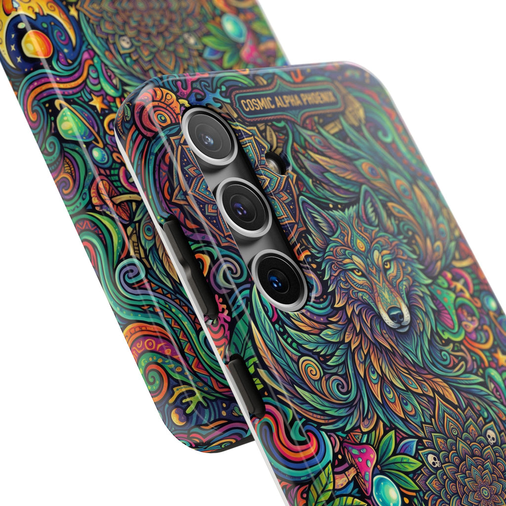 Wolf Mandala Tough Phone Case — Boho Psychedelic Protective Phone Cover