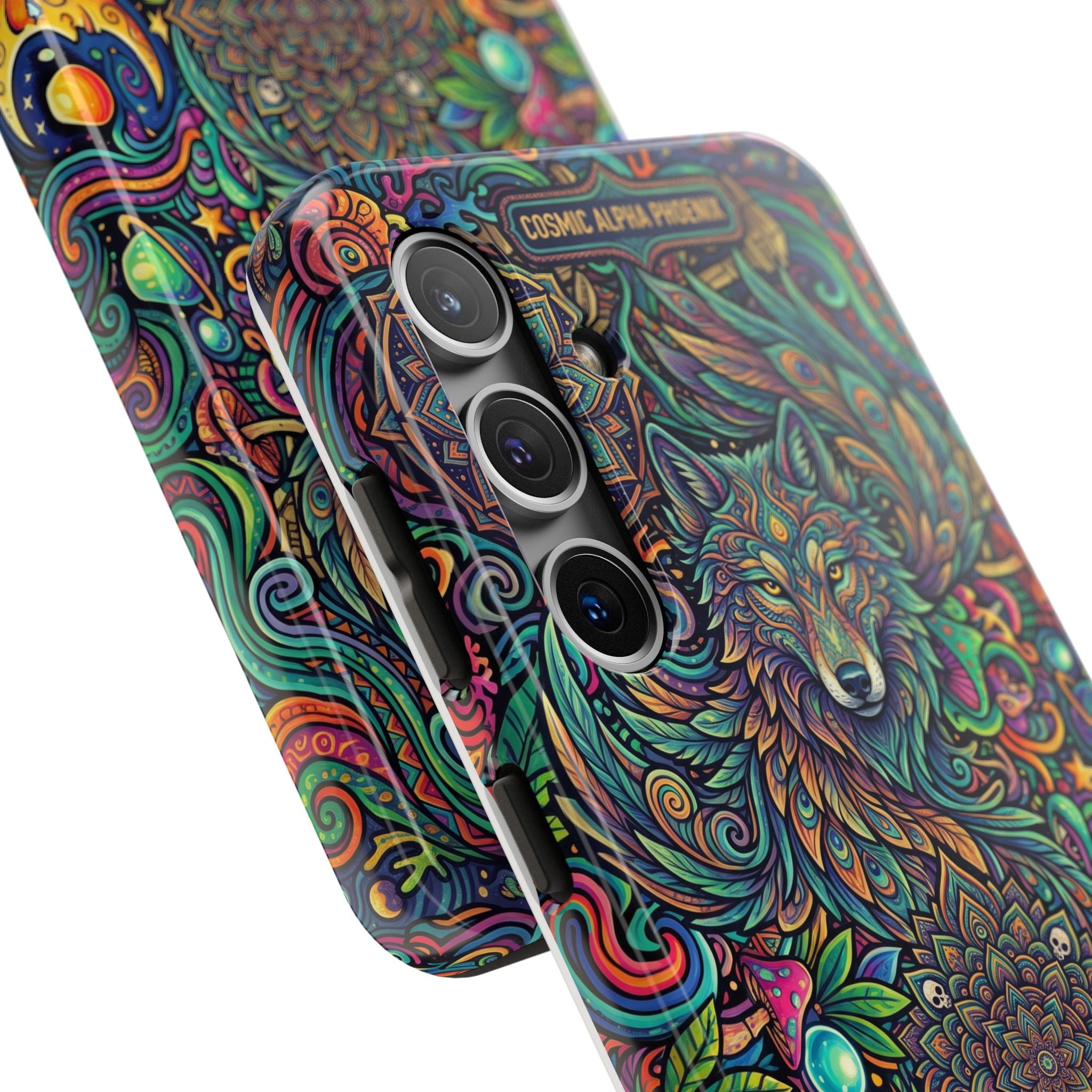 Wolf Mandala Tough Phone Case — Boho Psychedelic Protective Phone Cover