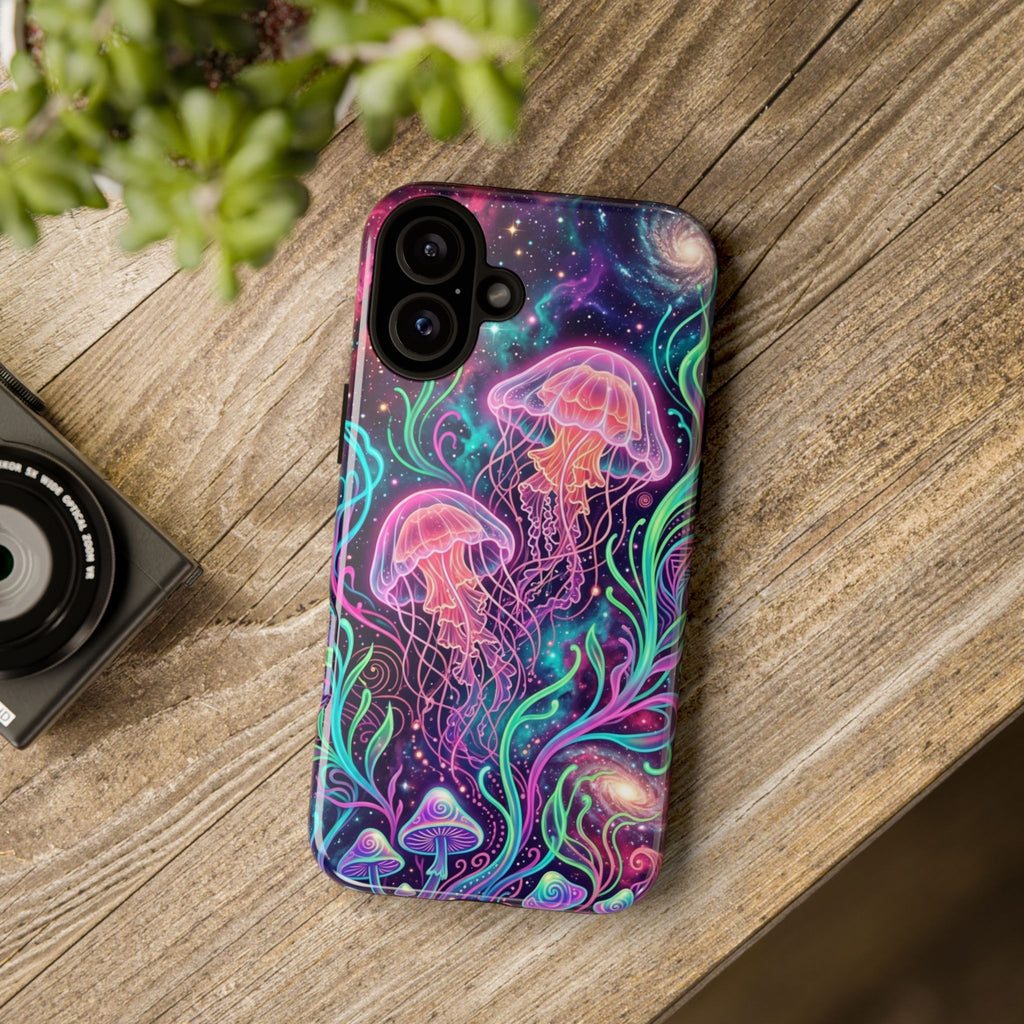 Jellyfish Galaxy Phone Case – Neon Sea Mushroom Tough Case