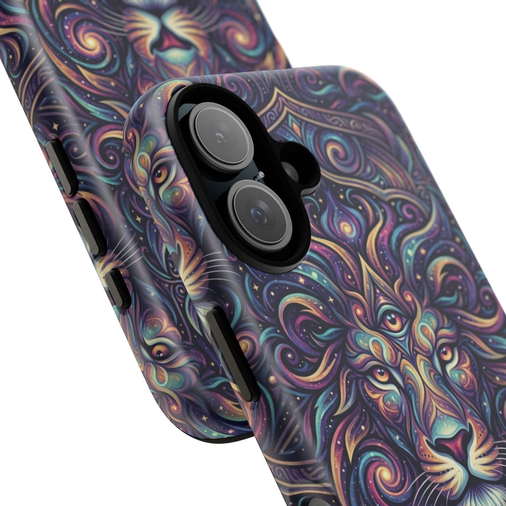Lion Mandala Phone Case — Psychedelic Swirl Protective Cover