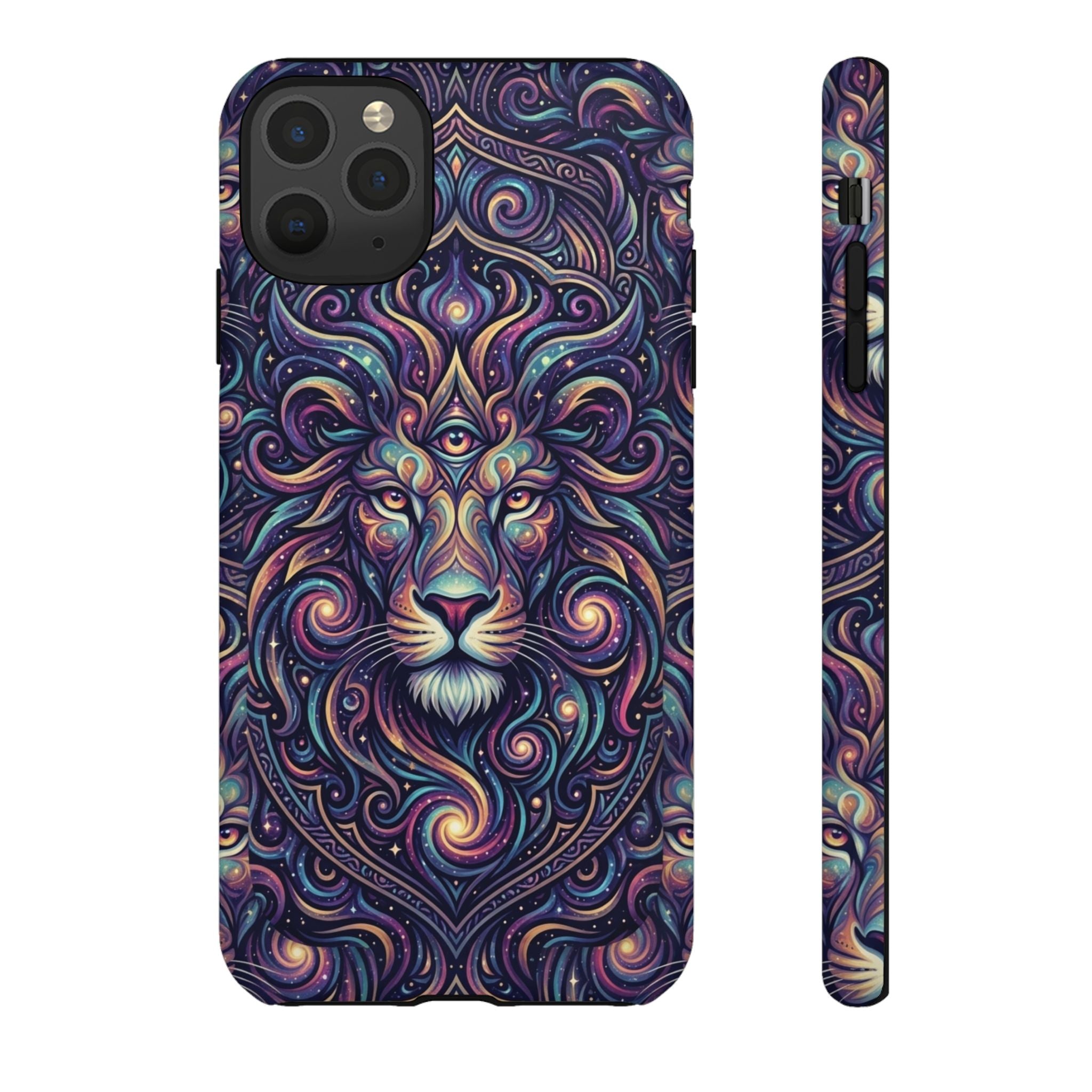 Lion Mandala Phone Case — Psychedelic Swirl Protective Cover