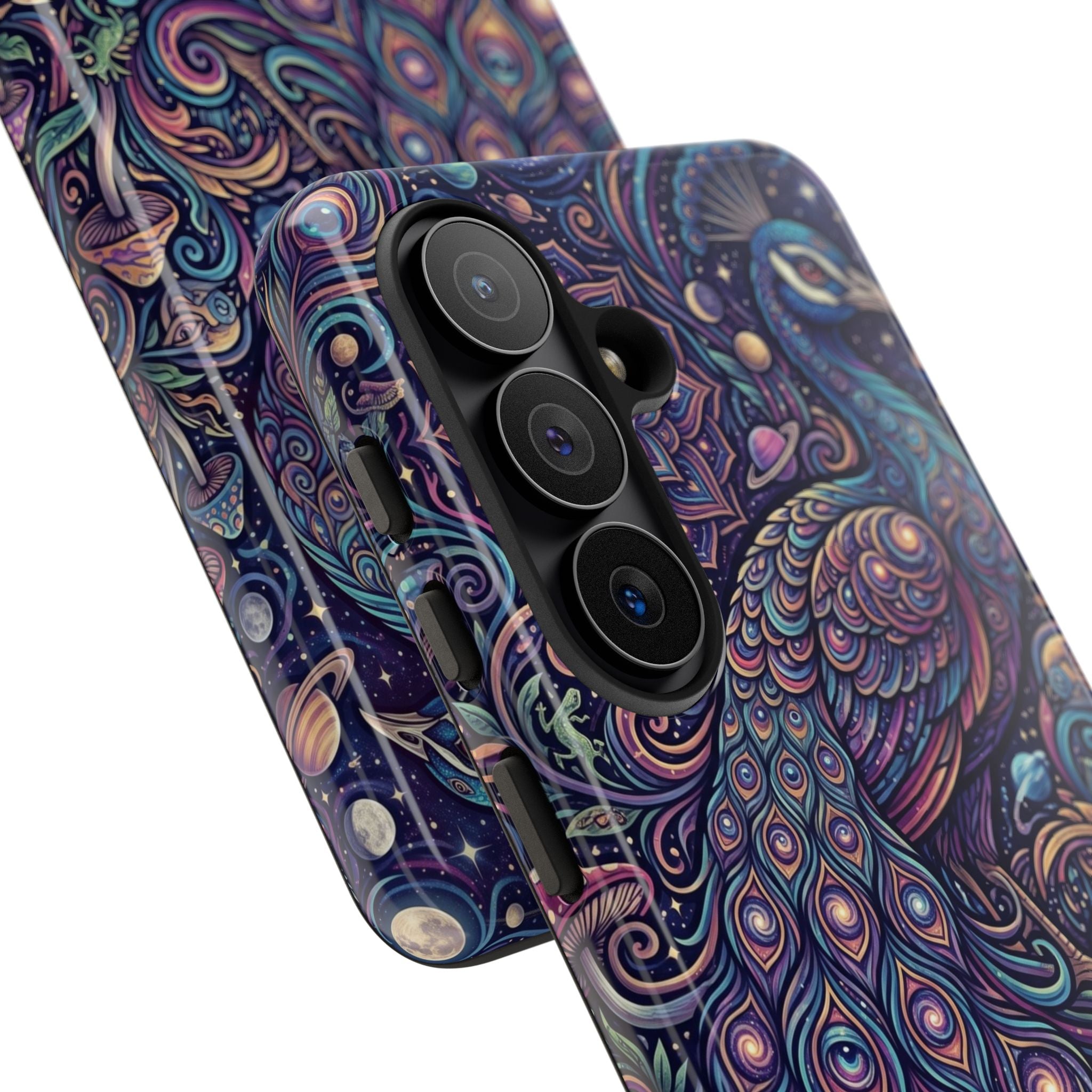 Peacock Mandala Phone Case — Protective Tough Case with Mystic Boho Design