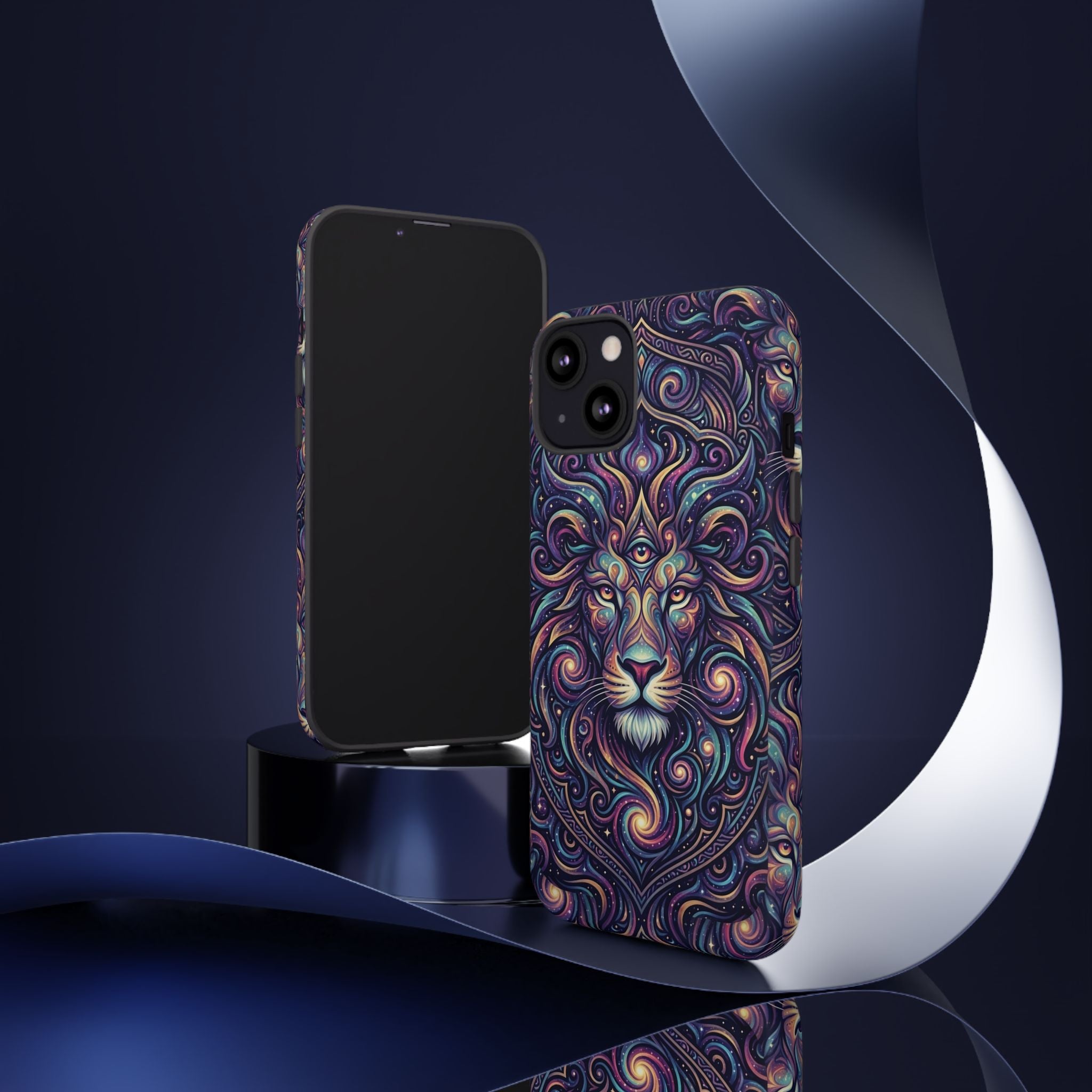 Lion Mandala Phone Case — Psychedelic Swirl Protective Cover