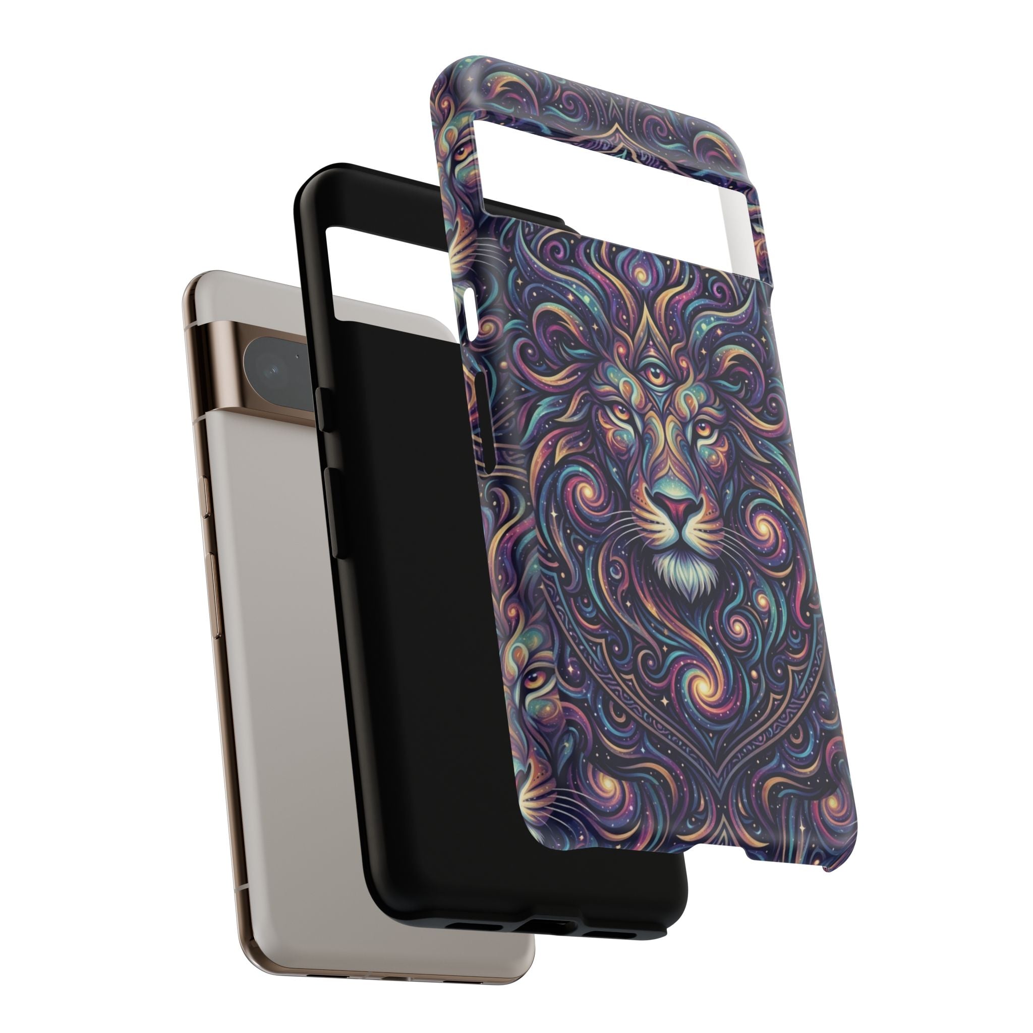 Lion Mandala Phone Case — Psychedelic Swirl Protective Cover