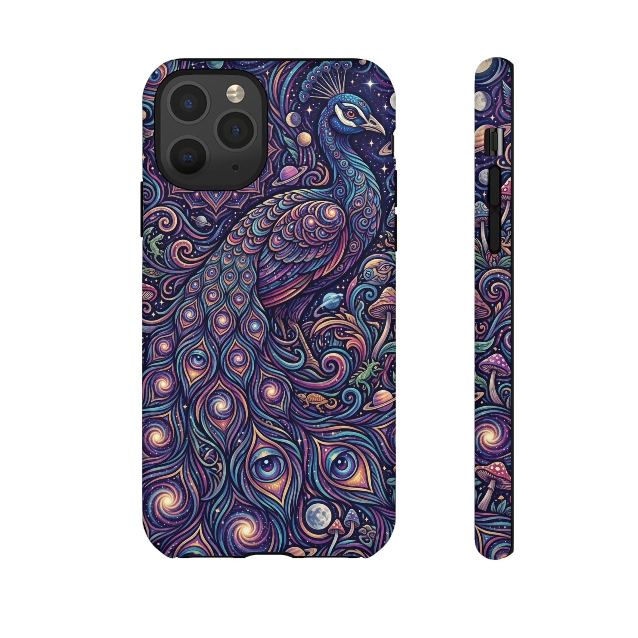 Peacock Mandala Phone Case — Protective Tough Case with Mystic Boho Design