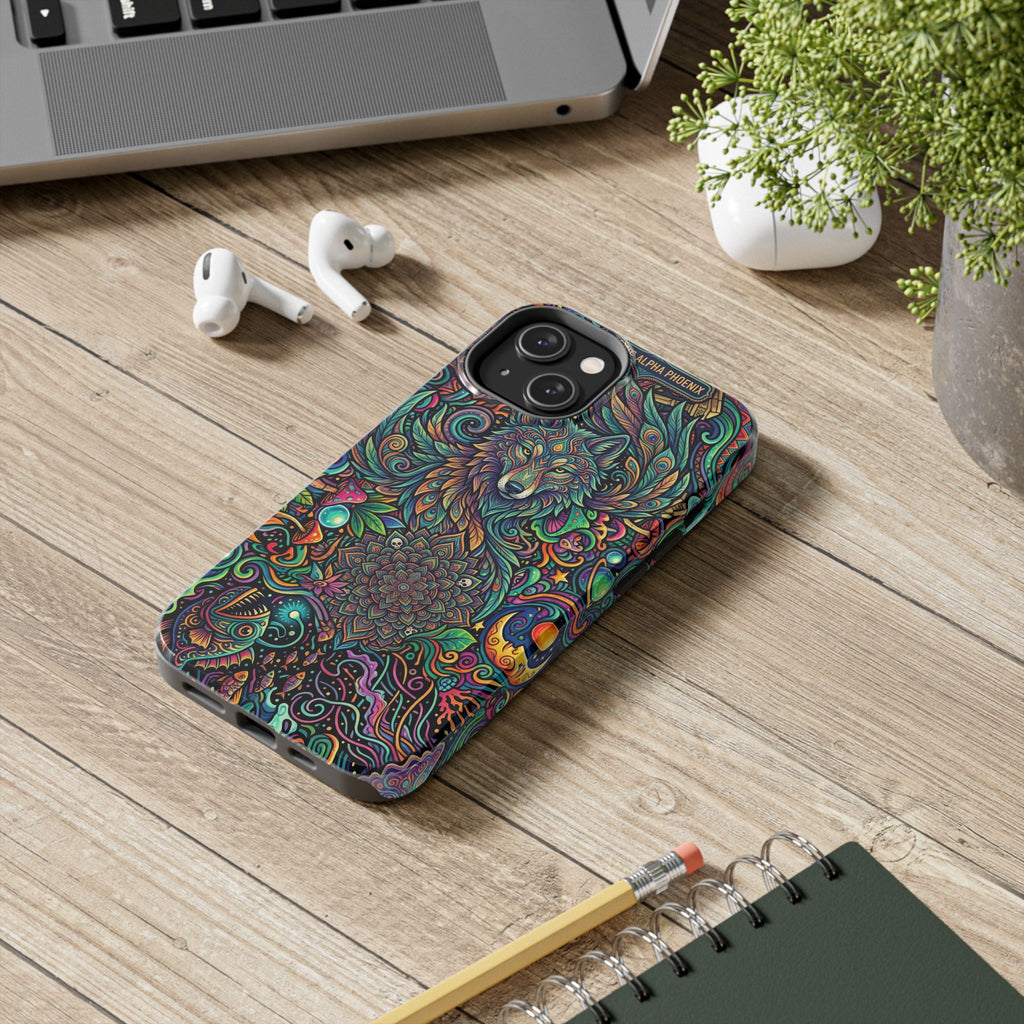 Wolf Mandala Tough Phone Case — Boho Psychedelic Protective Phone Cover