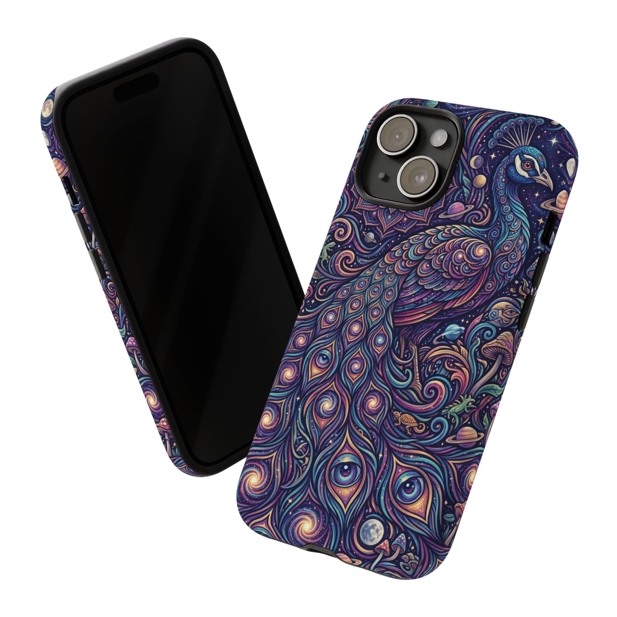 Peacock Mandala Phone Case — Protective Tough Case with Mystic Boho Design