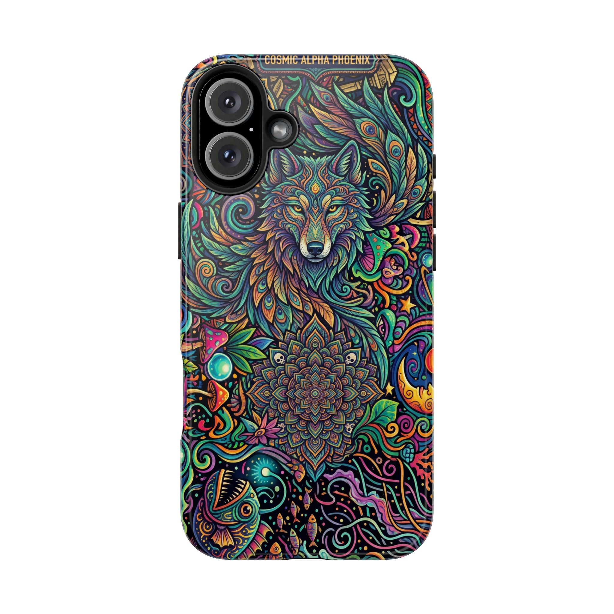 Wolf Mandala Tough Phone Case — Boho Psychedelic Protective Phone Cover