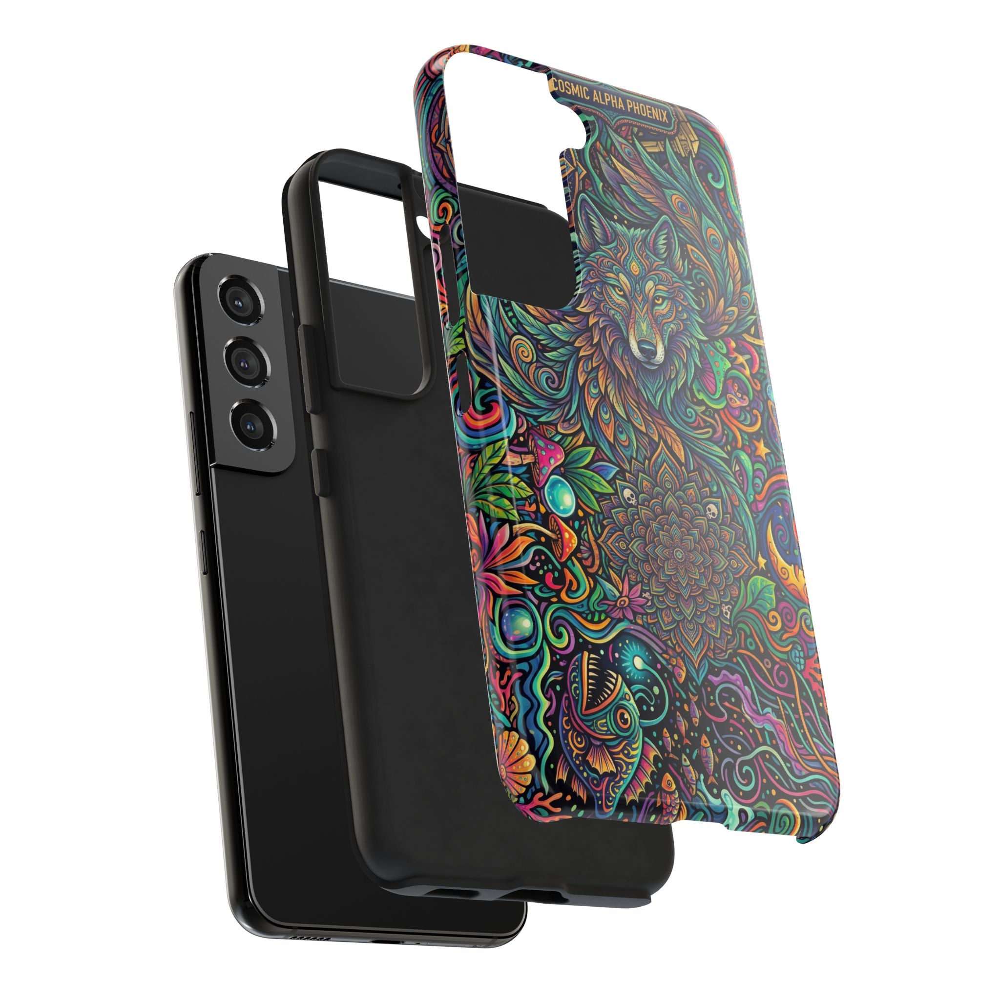 Wolf Mandala Tough Phone Case — Boho Psychedelic Protective Phone Cover