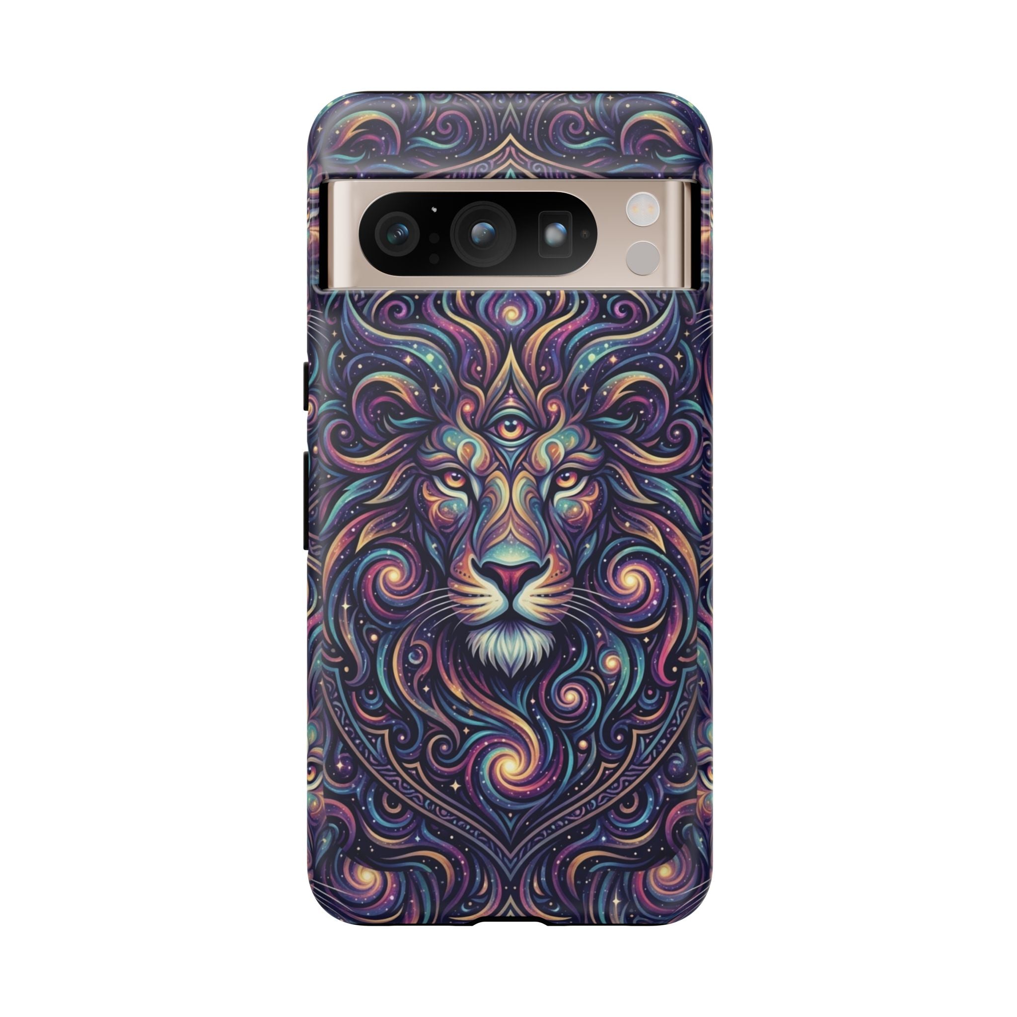 Lion Mandala Phone Case — Psychedelic Swirl Protective Cover