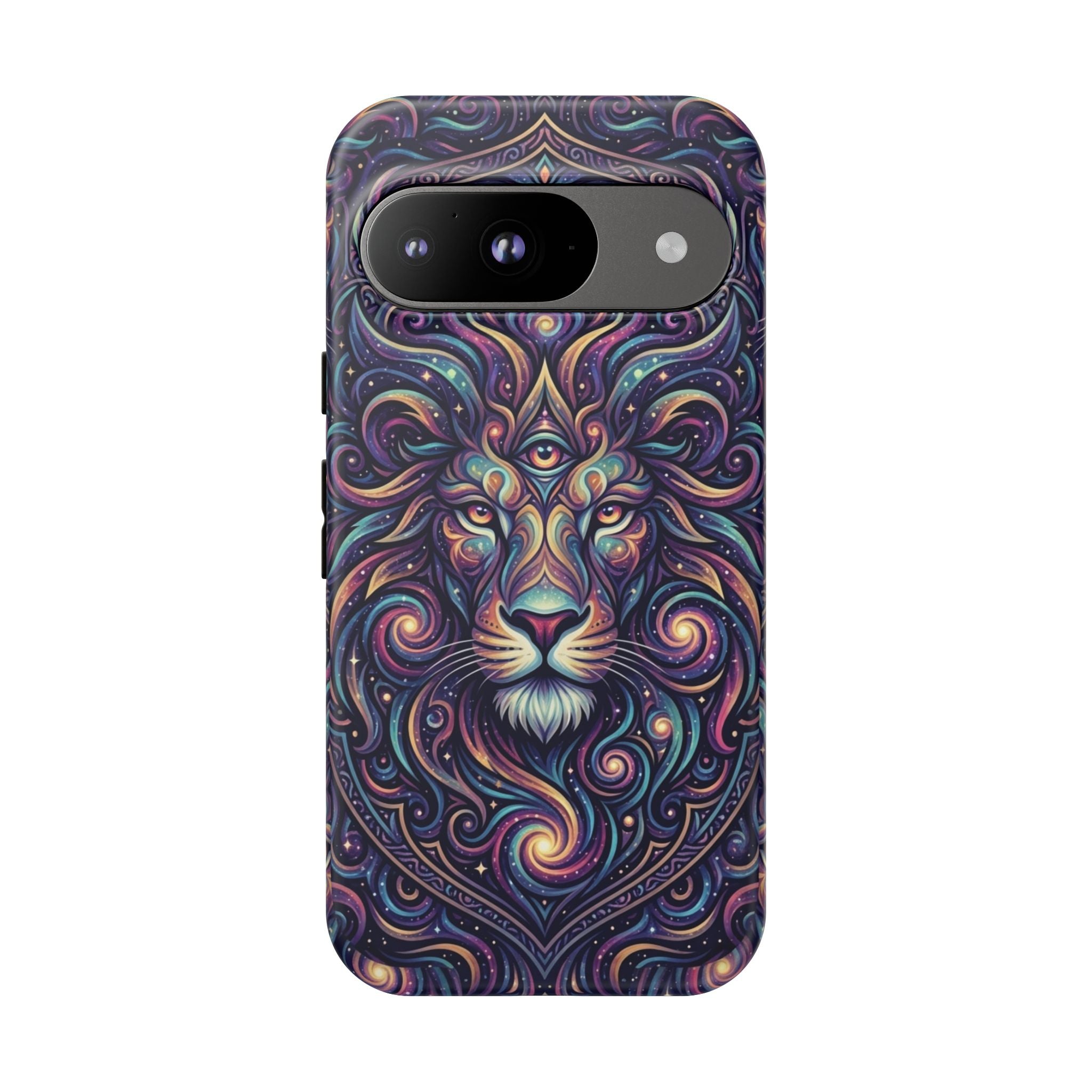 Lion Mandala Phone Case — Psychedelic Swirl Protective Cover