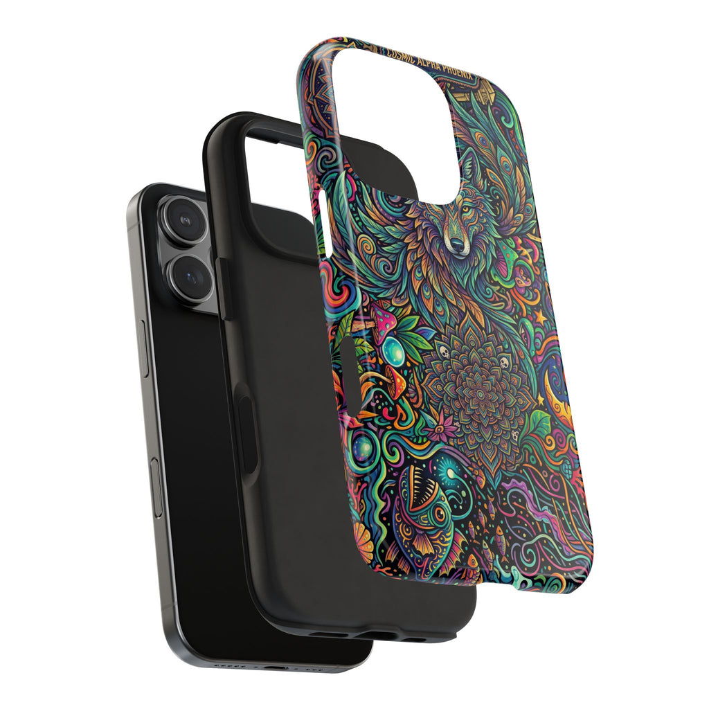 Wolf Mandala Tough Phone Case — Boho Psychedelic Protective Phone Cover