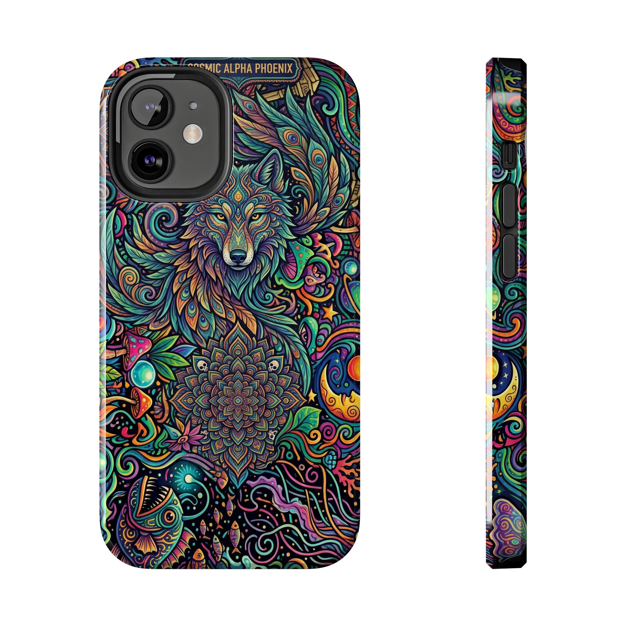 Wolf Mandala Tough Phone Case — Boho Psychedelic Protective Phone Cover