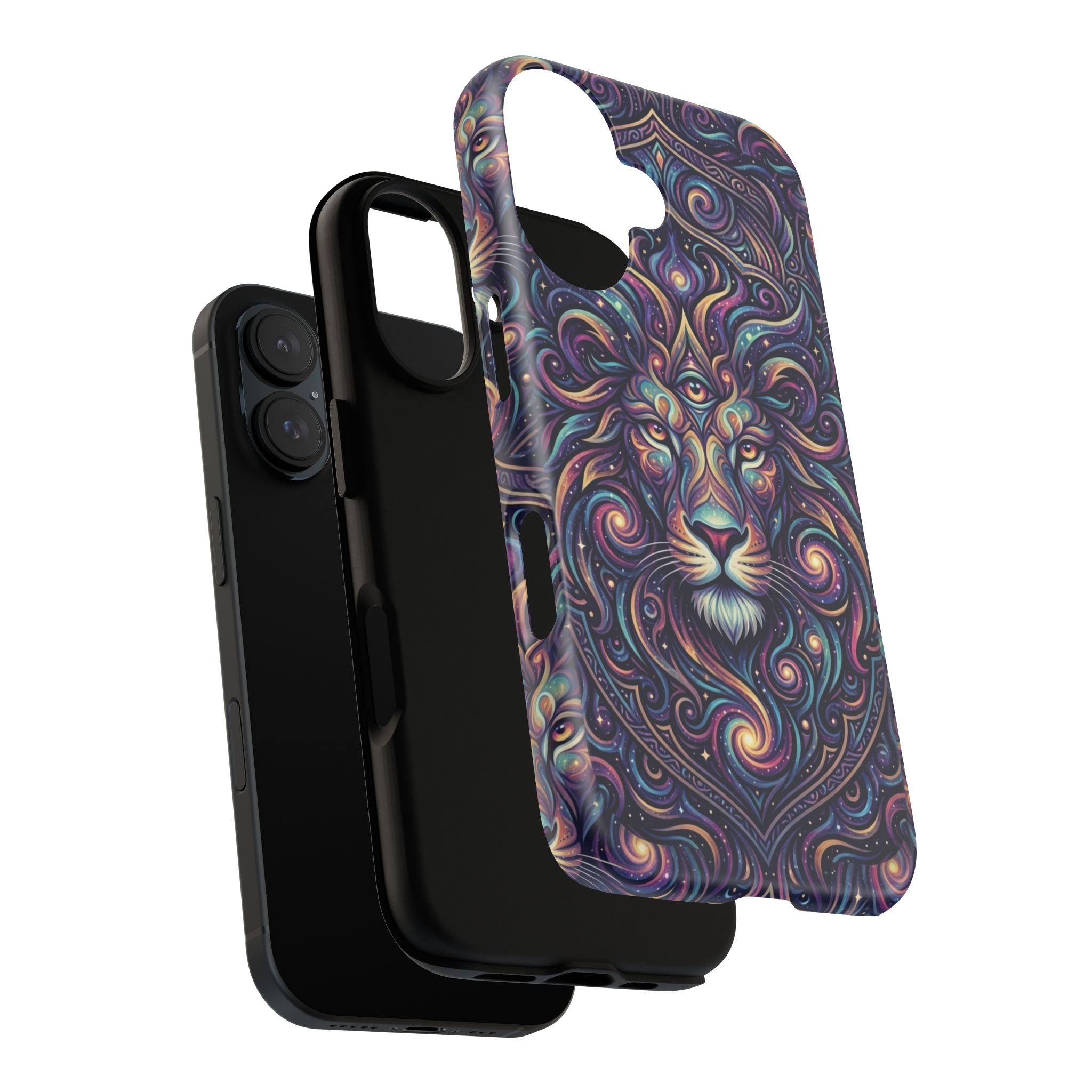 Lion Mandala Phone Case — Psychedelic Swirl Protective Cover