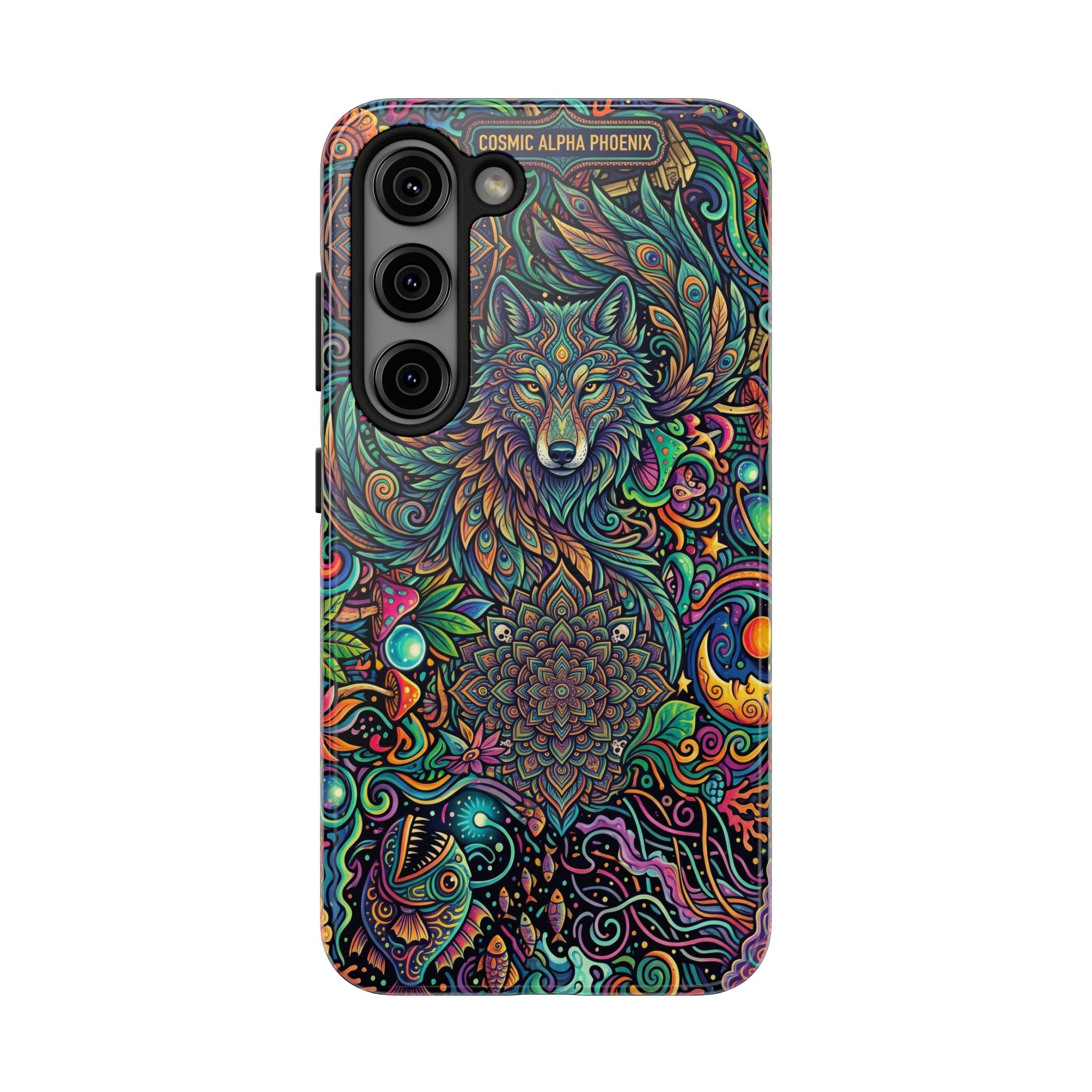 Wolf Mandala Tough Phone Case — Boho Psychedelic Protective Phone Cover