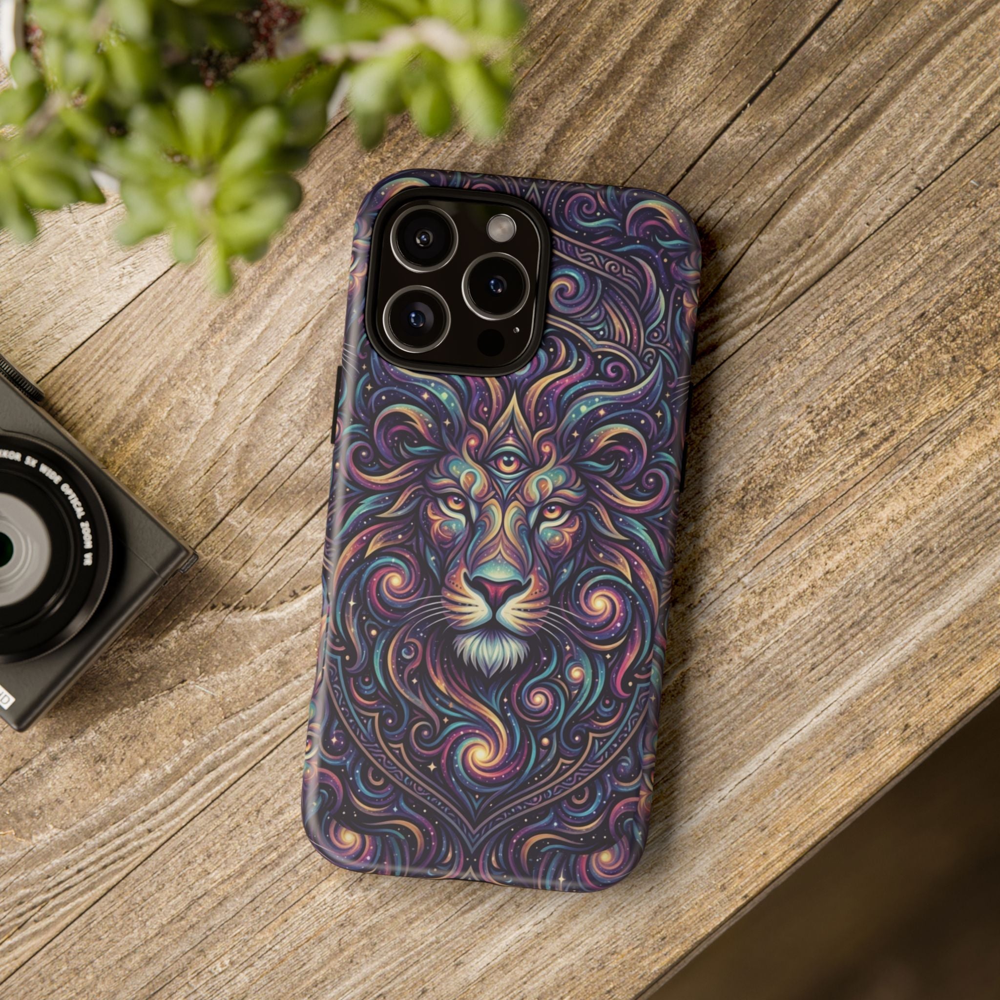 Lion Mandala Phone Case — Psychedelic Swirl Protective Cover