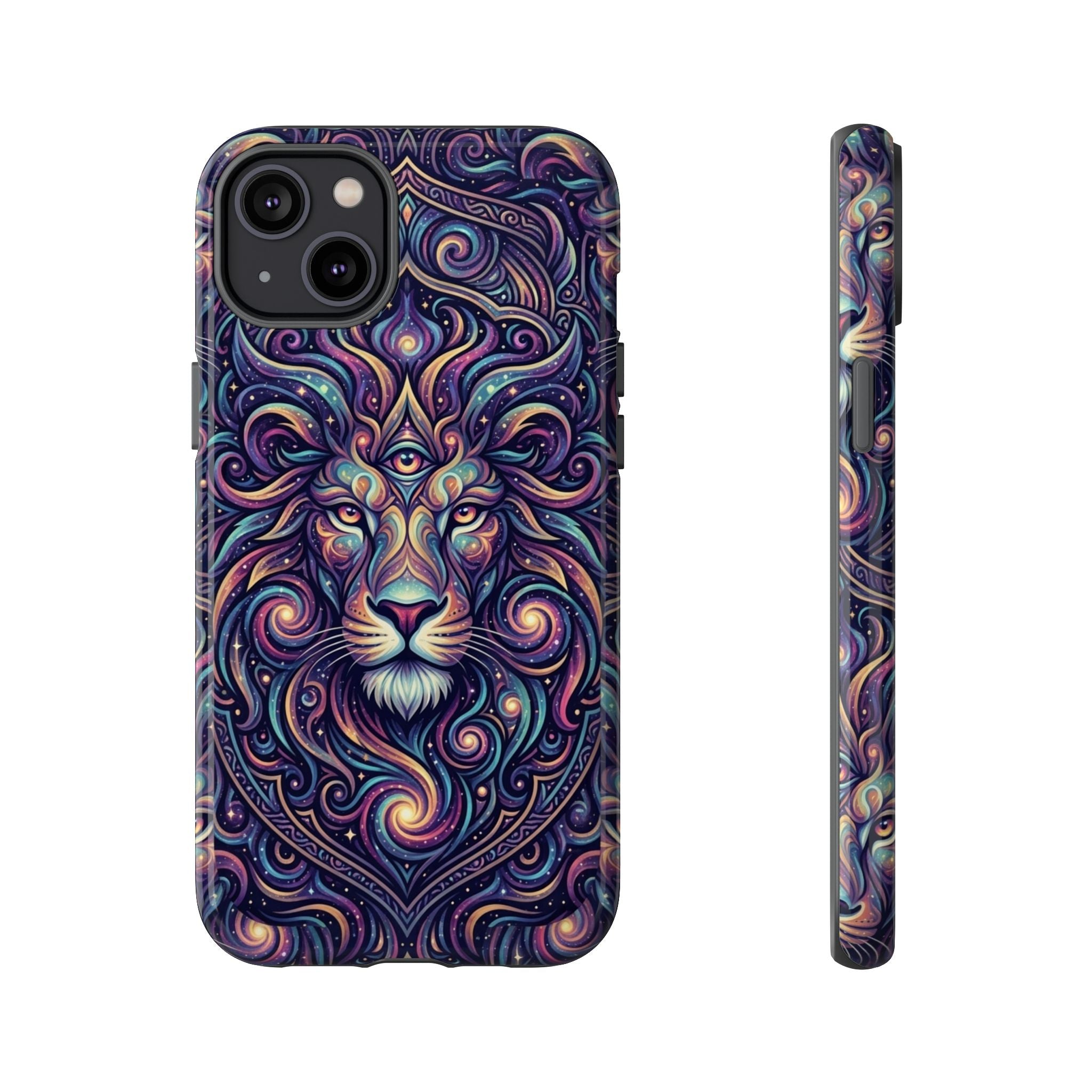 Lion Mandala Phone Case — Psychedelic Swirl Protective Cover