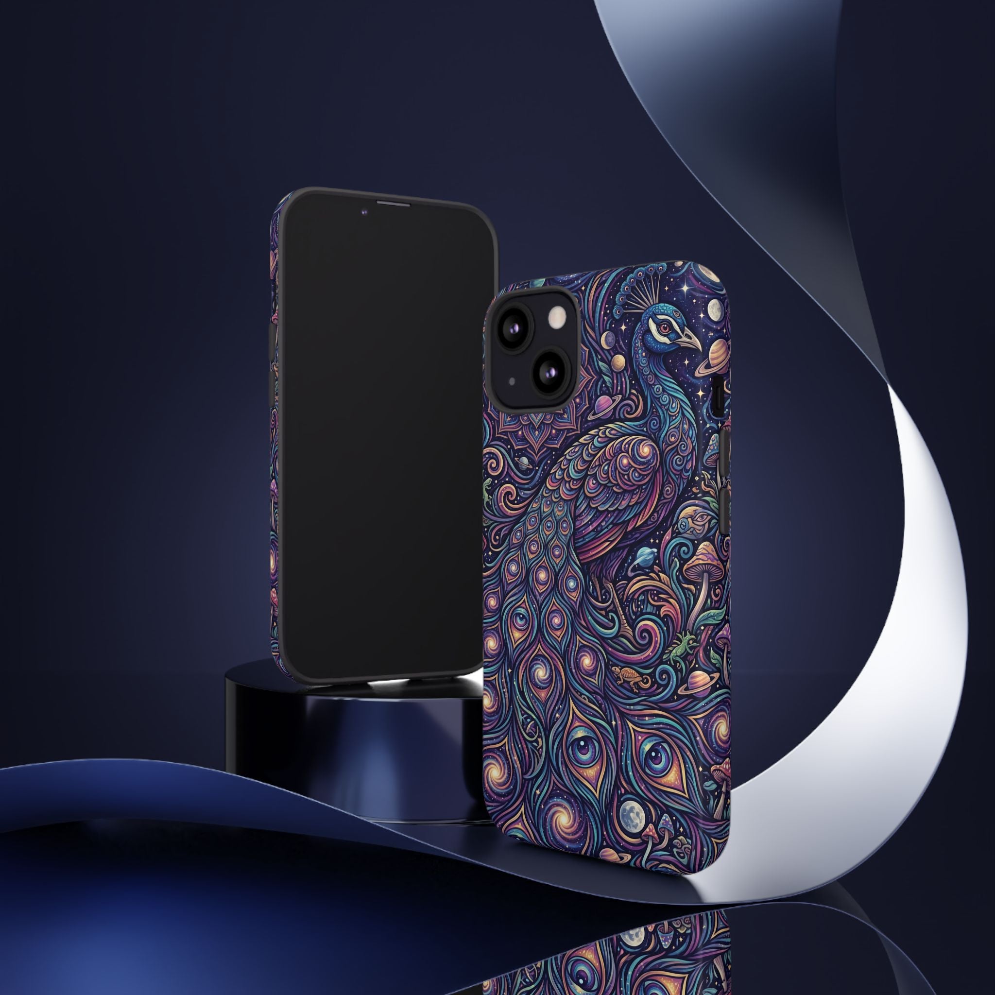 Peacock Mandala Phone Case — Protective Tough Case with Mystic Boho Design
