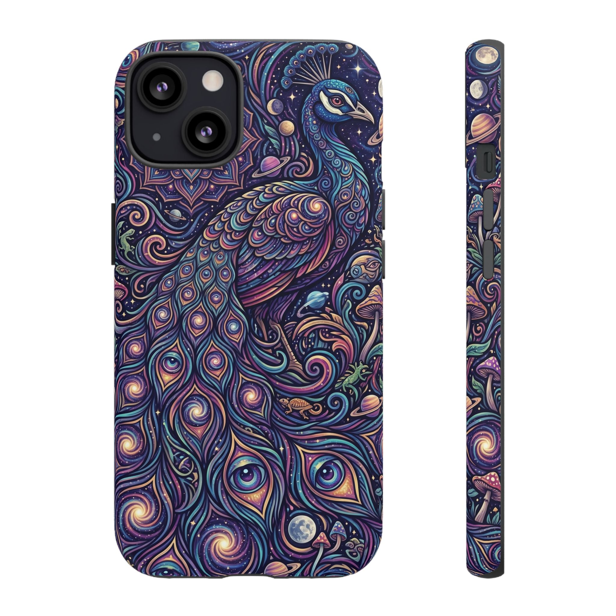Peacock Mandala Phone Case — Protective Tough Case with Mystic Boho Design
