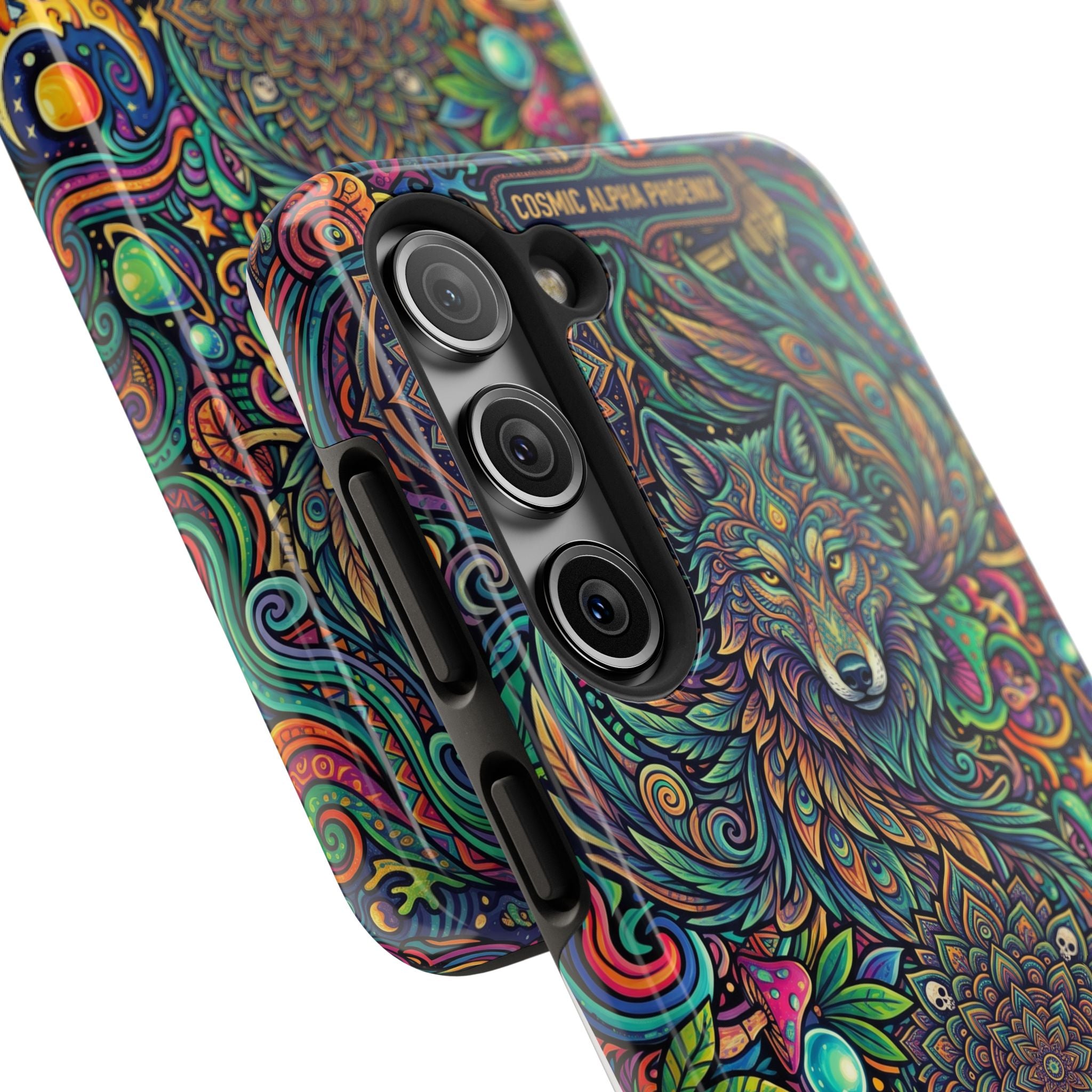 Wolf Mandala Tough Phone Case — Boho Psychedelic Protective Phone Cover