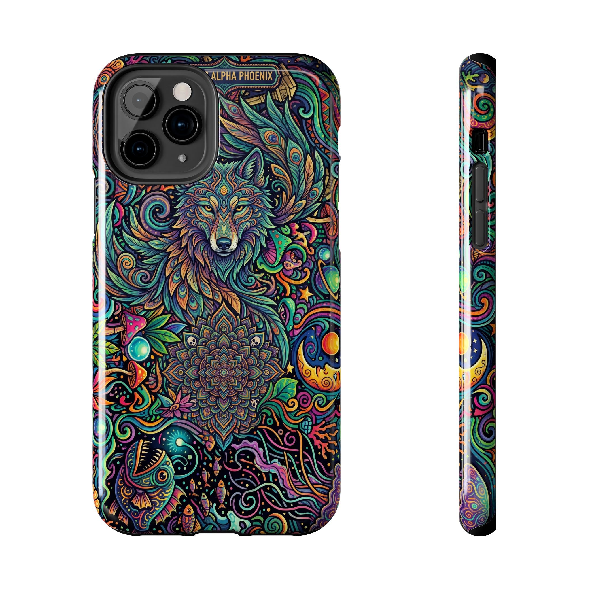 Wolf Mandala Tough Phone Case — Boho Psychedelic Protective Phone Cover