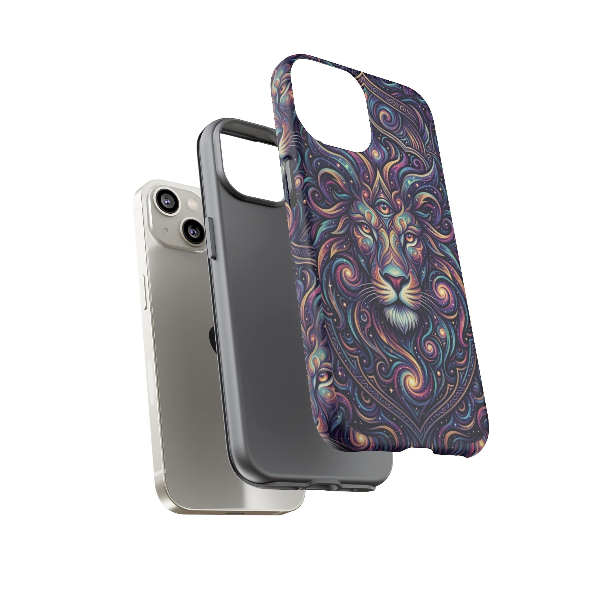 Lion Mandala Phone Case — Psychedelic Swirl Protective Cover