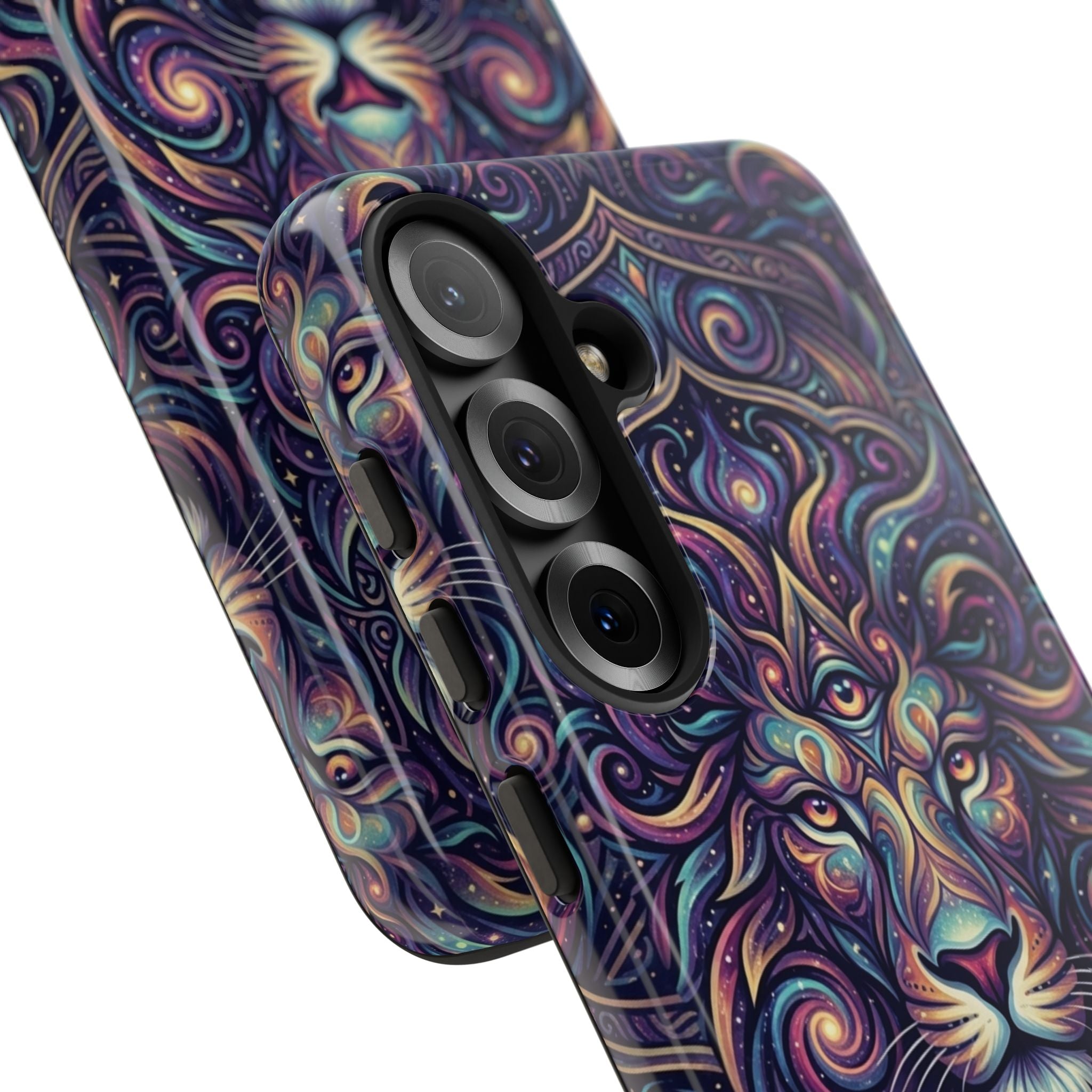 Lion Mandala Phone Case — Psychedelic Swirl Protective Cover