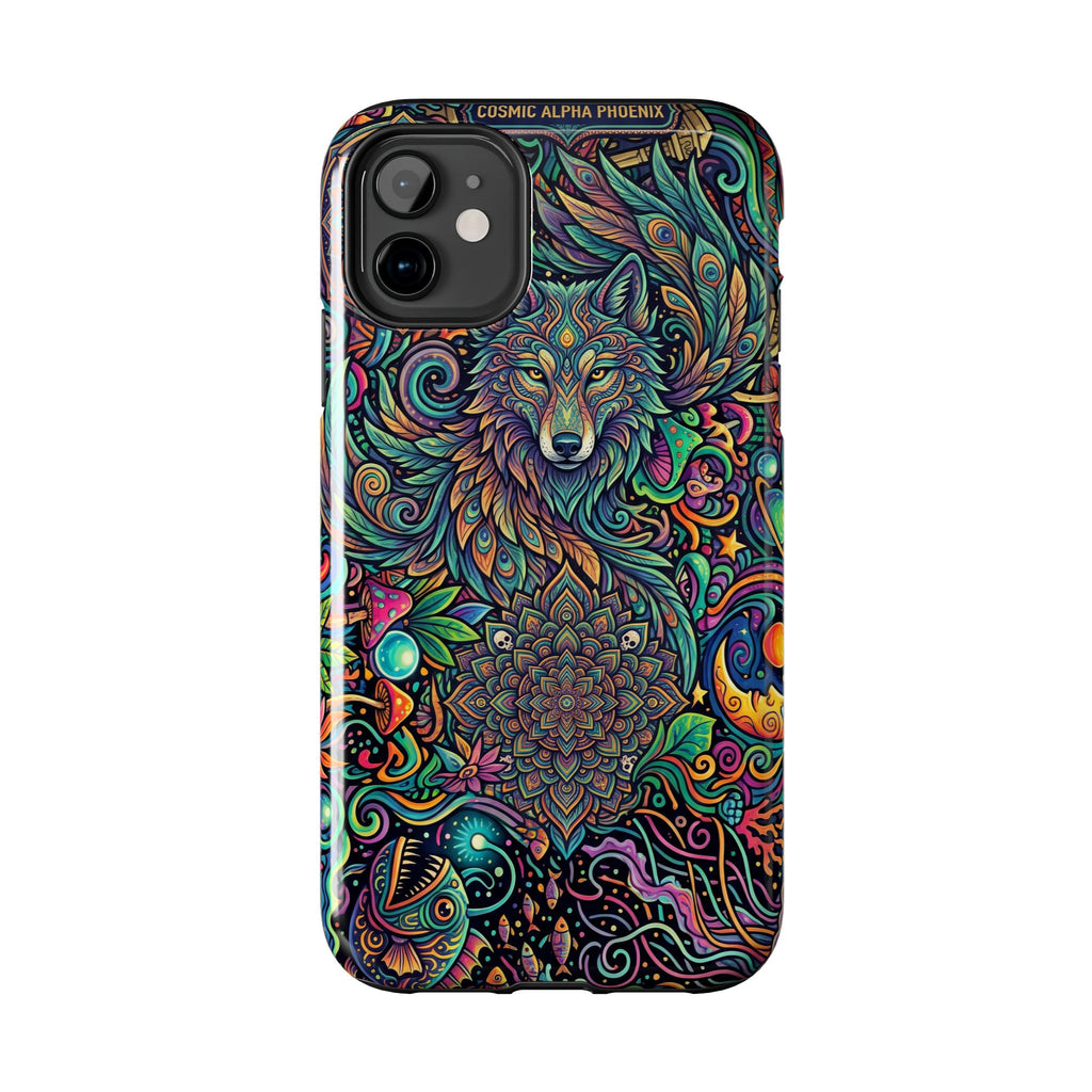 Wolf Mandala Tough Phone Case — Boho Psychedelic Protective Phone Cover