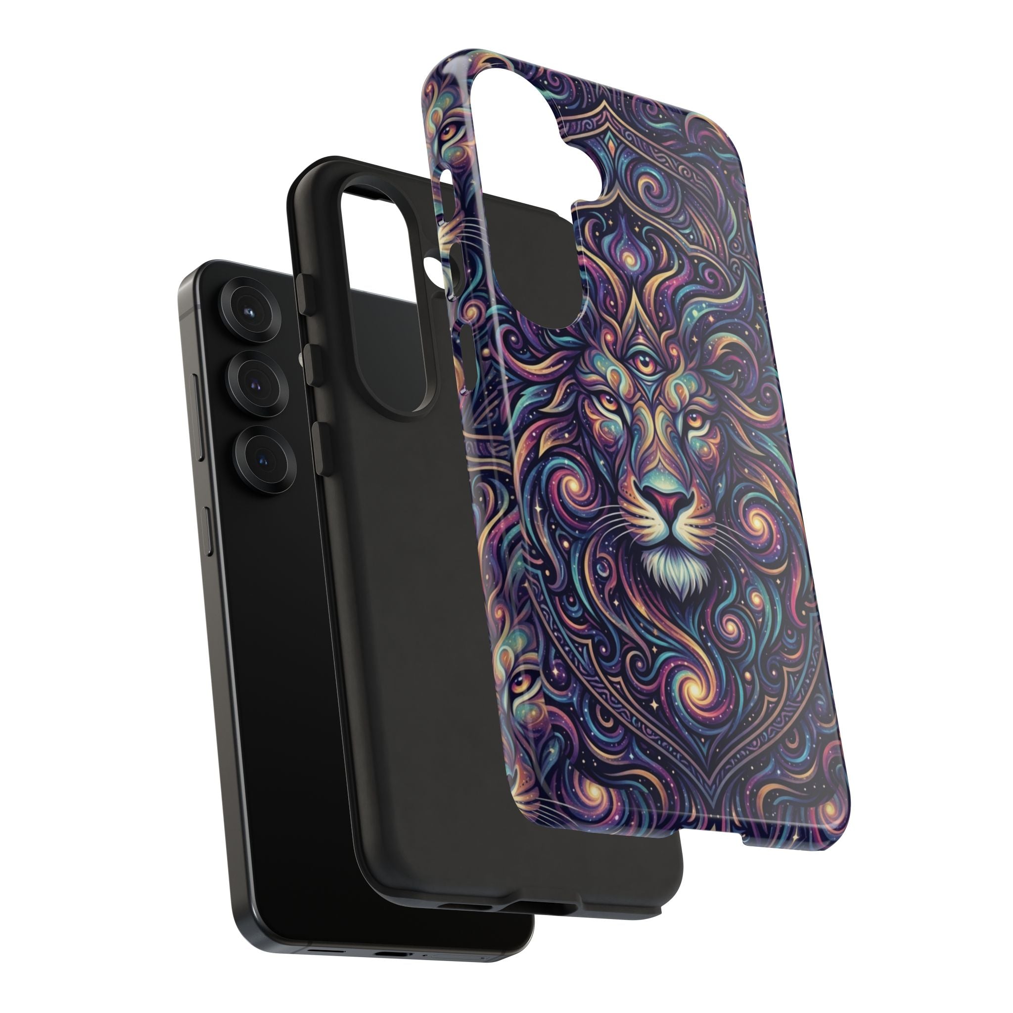 Lion Mandala Phone Case — Psychedelic Swirl Protective Cover