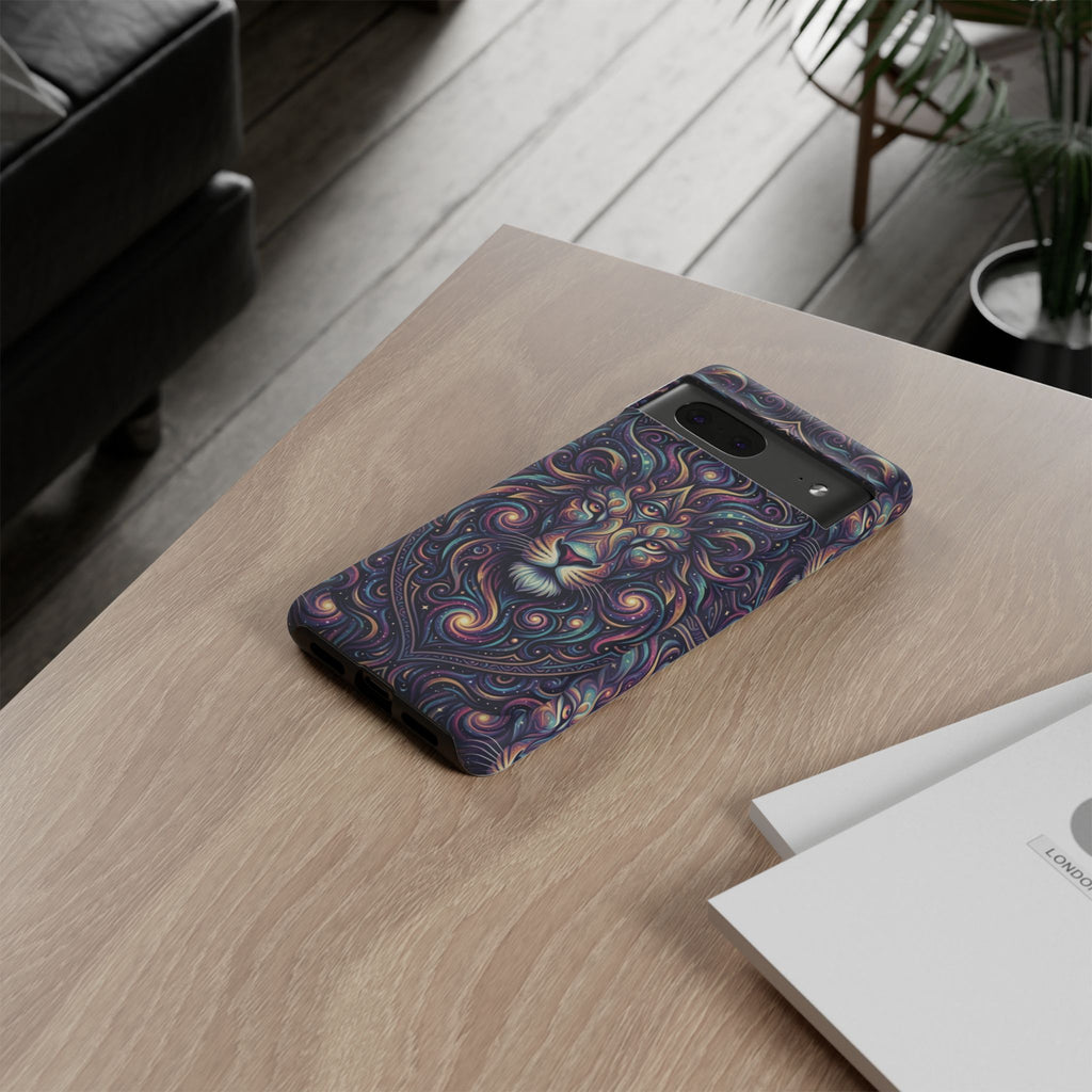 Lion Mandala Phone Case — Psychedelic Swirl Protective Cover