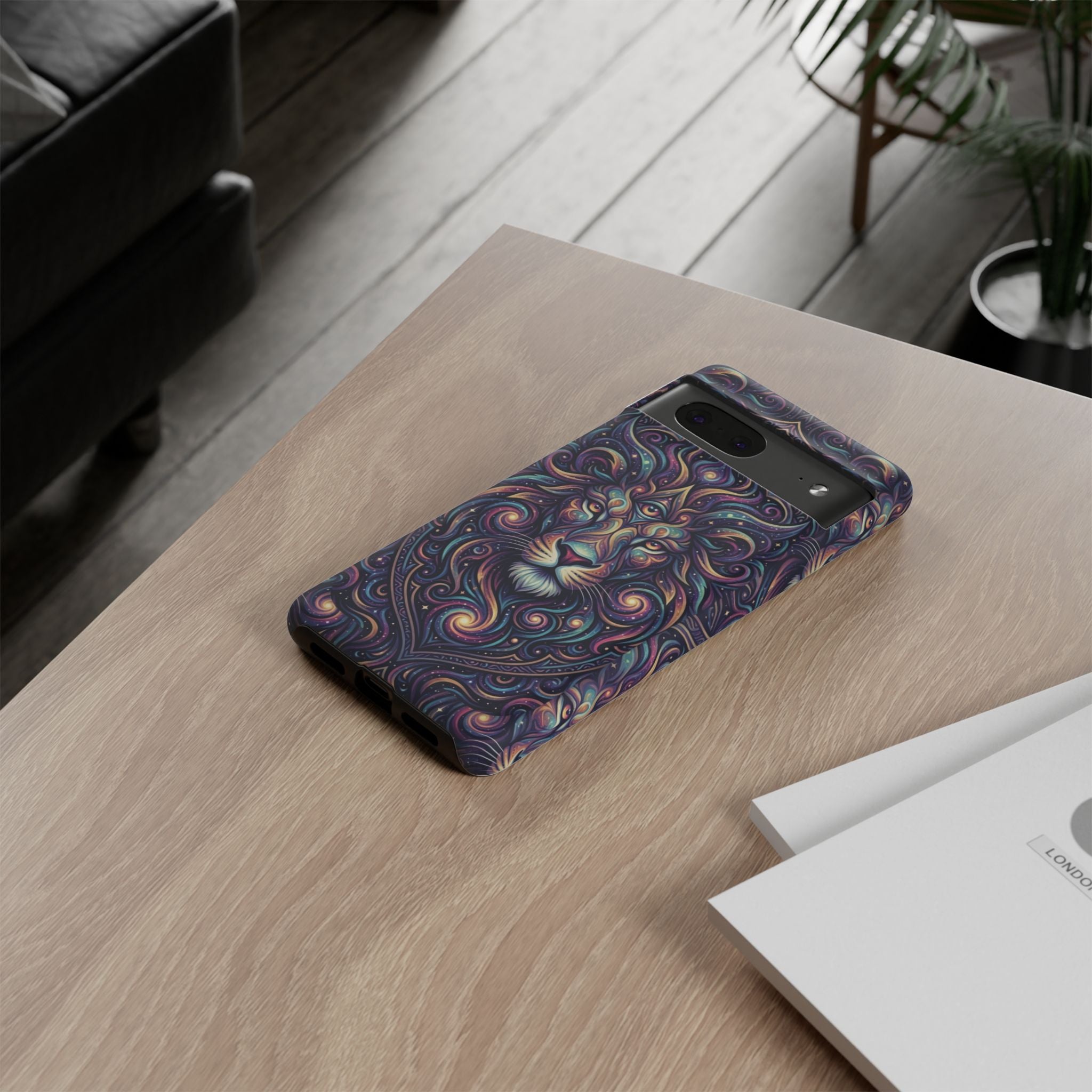 Lion Mandala Phone Case — Psychedelic Swirl Protective Cover