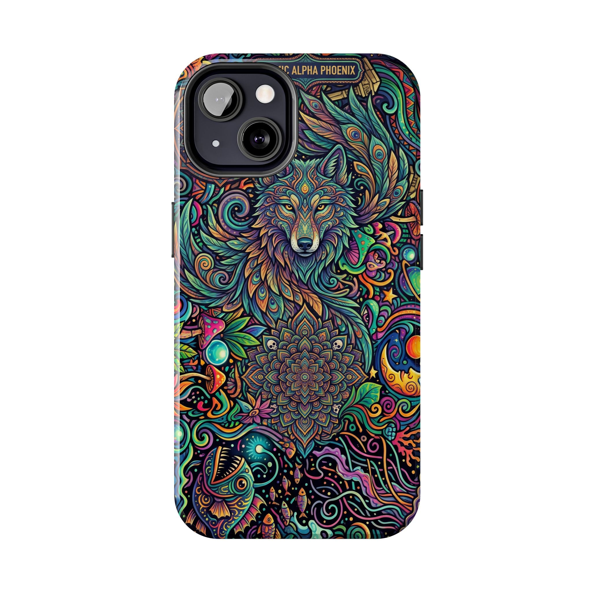 Wolf Mandala Tough Phone Case — Boho Psychedelic Protective Phone Cover
