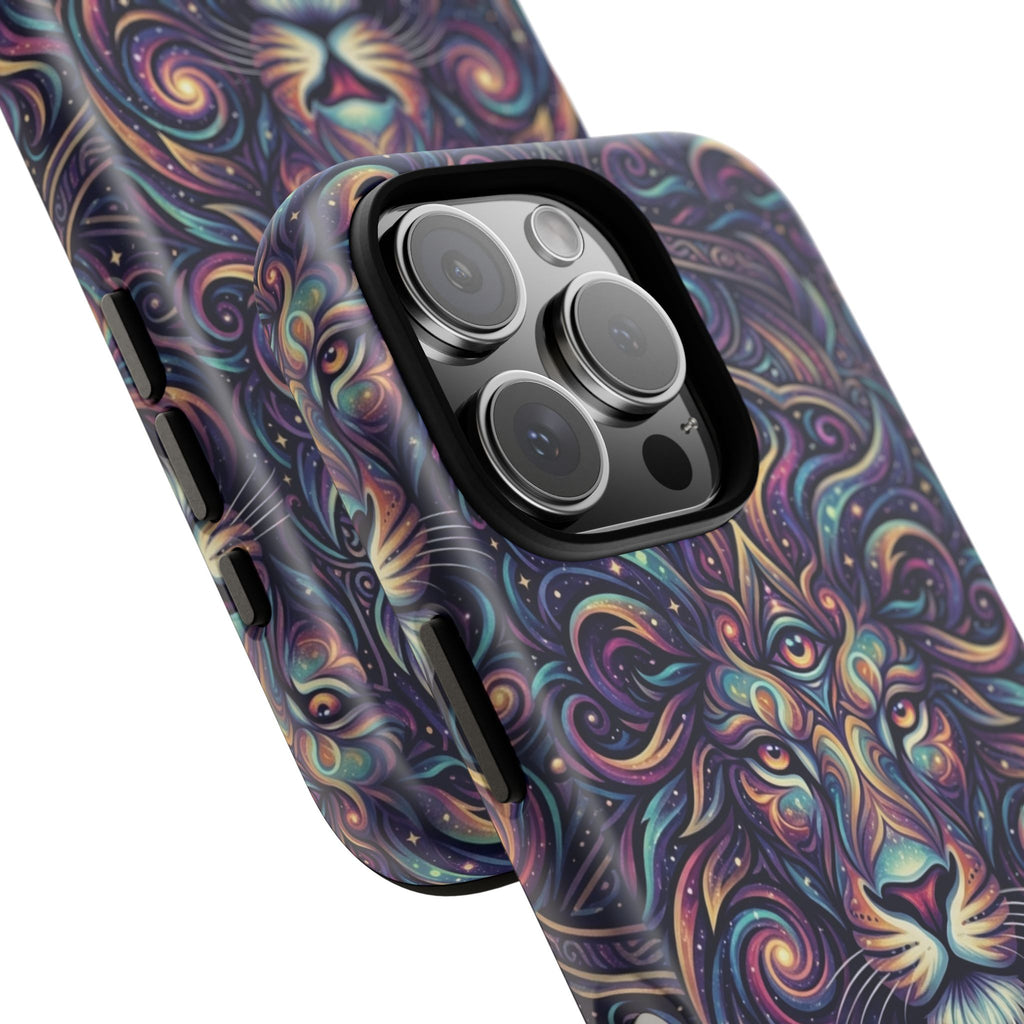 Lion Mandala Phone Case — Psychedelic Swirl Protective Cover